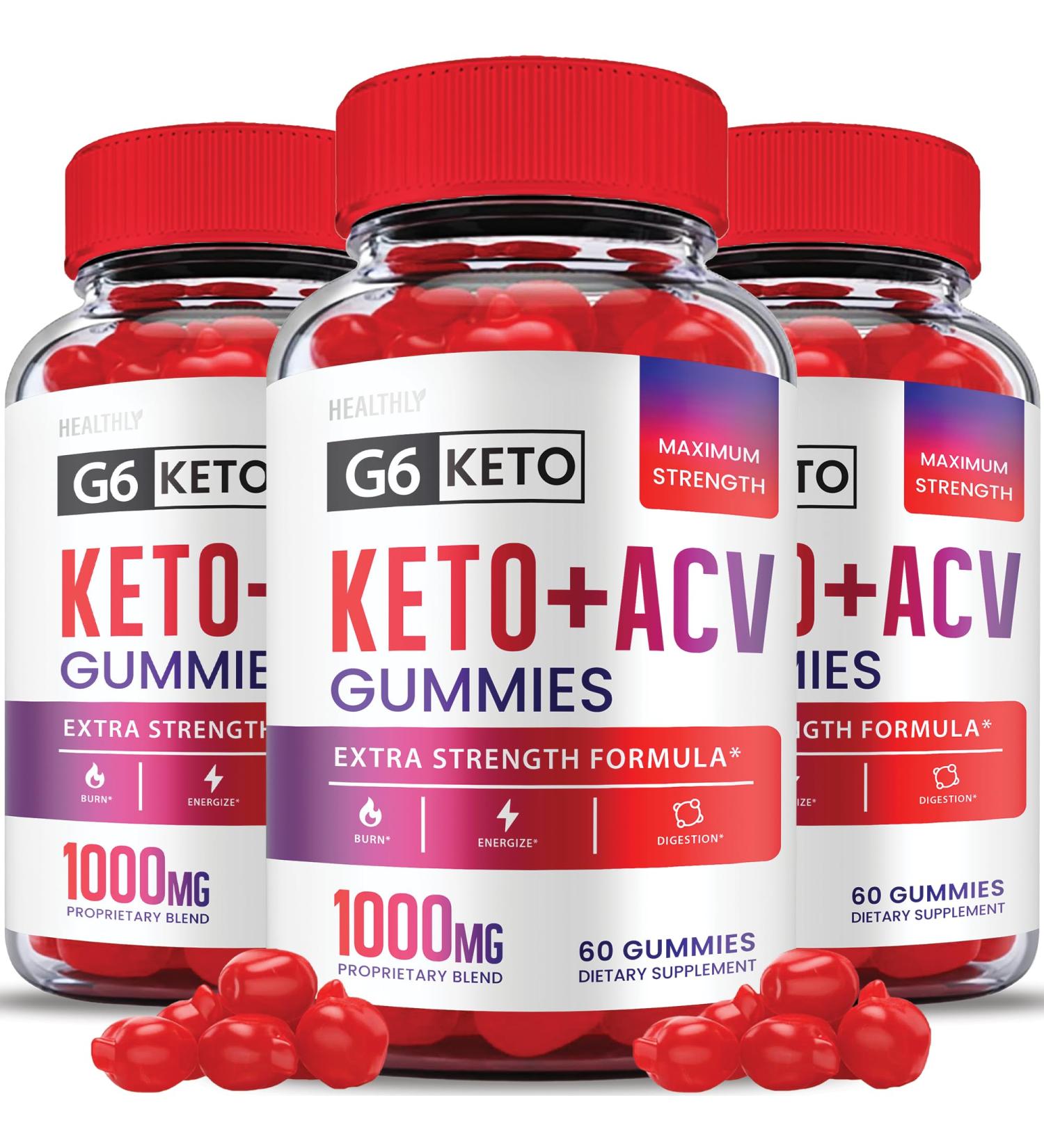 (3 Pack) G6 Keto ACV Gummies - Vegan Formula with Apple Cider Vinegar - Weight Loss Support - 180 Gummies - Buy Online on GoSupps.com
