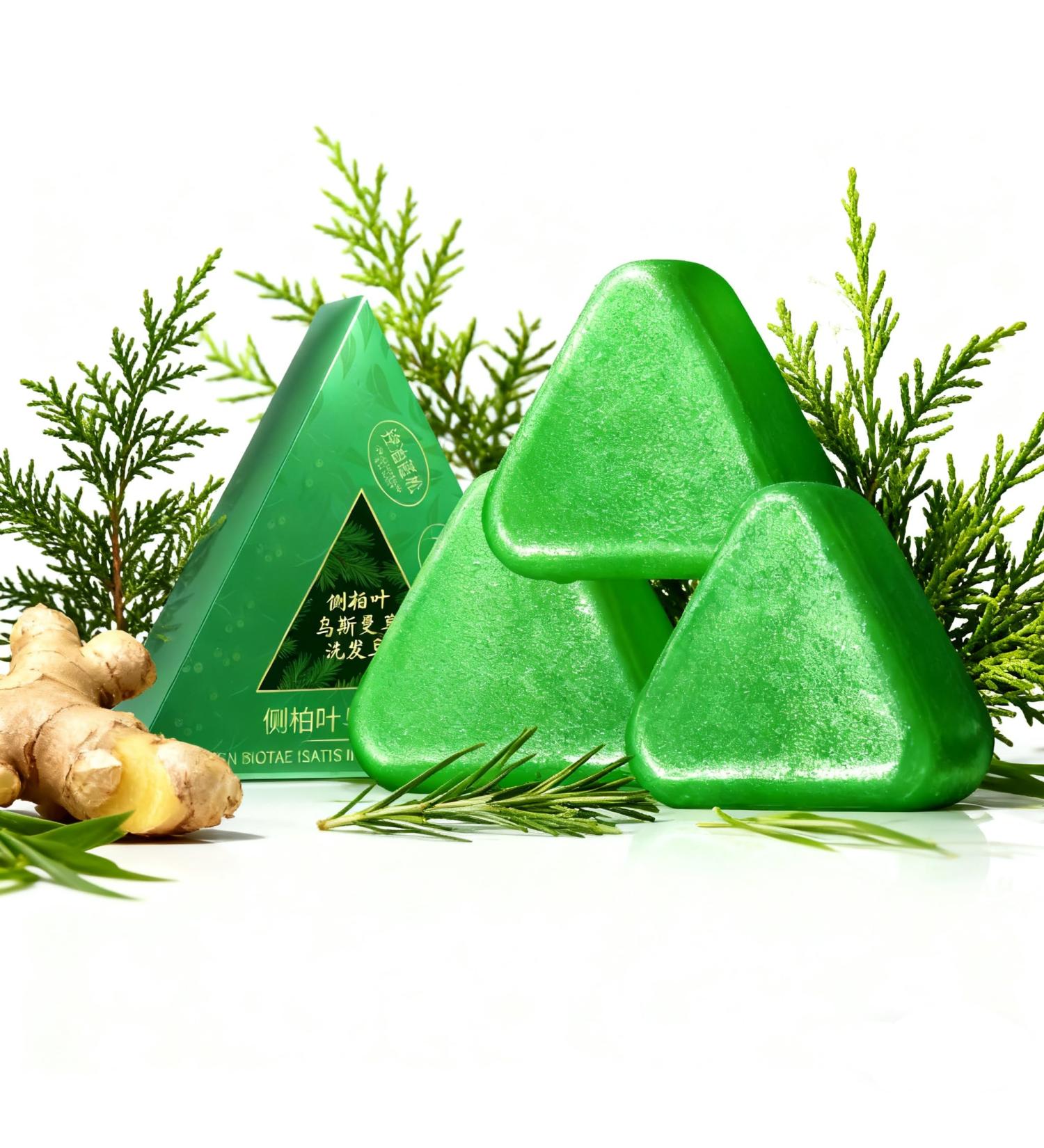 Nature Triangle Shampoo Bar Seven Green Shampoo shampoo bar with Usma grass and cypress extract gentle cleansing & nourishing care against hair loss hair growth 3 pieces 3 pieces - Buy Online on GoSupps.com