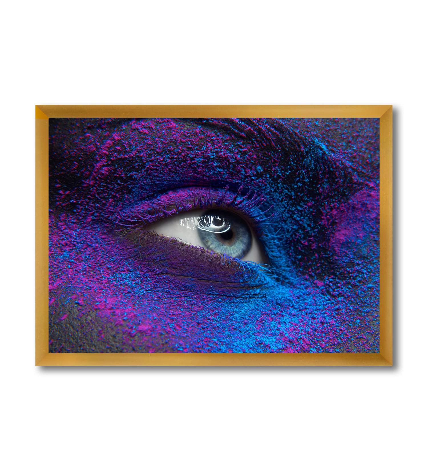 DesignQ Female Eye Wall Art - Modern Framed 20x12 Gold - Dry Paint Dust Pigment D cor for International Shipping - Buy Online on GoSupps.com