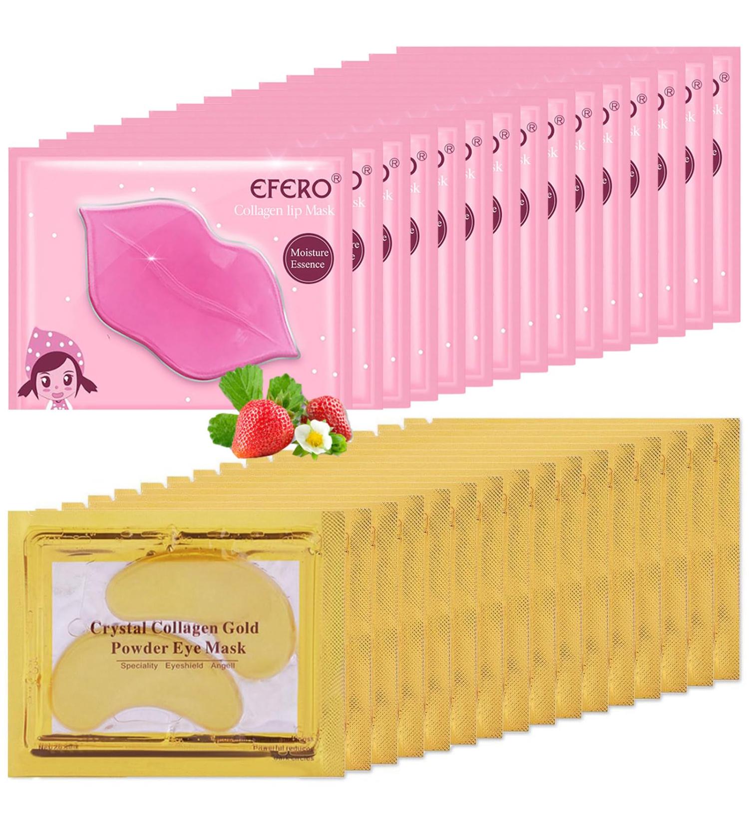 30 Pairs Lip & Under Eye Mask - 24K Crystal Collagen Patches for Puffy Eyes Fine Lines & Dark Circles Nourishing Lip Mask Sheet - Buy Online on GoSupps.com