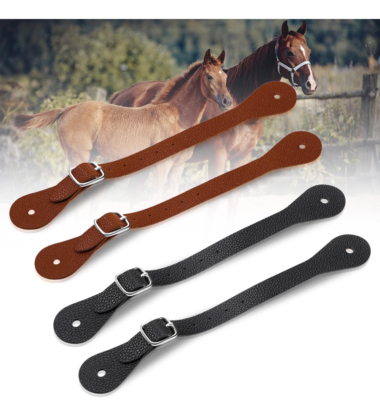 4Pcs Single Ply Leather Horizons Spur Straps for Riding Horse - Black/Brown - Buy Online on GoSupps.com