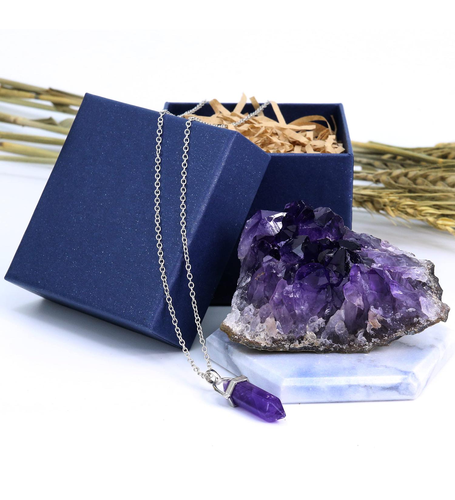 Amethyst Crystal Necklace 100g - Raw Cluster Stone for Protection & Healing - Buy Online on GoSupps.com