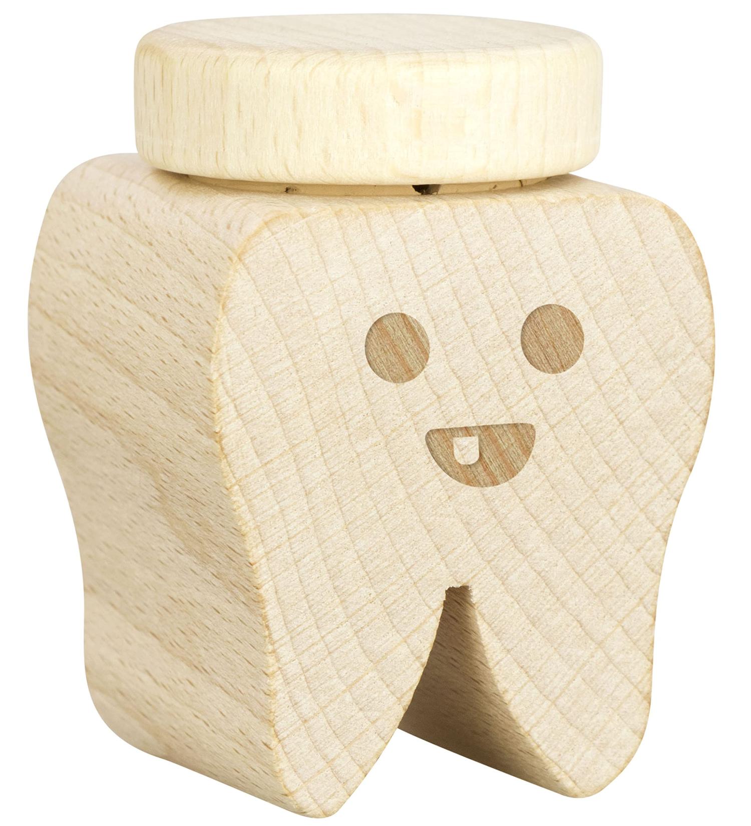 LAUBLUST Wooden Milk Tooth Box with Lid | Engraved Tooth Design & Smiley | Perfect Childhood Keepsake & Gift for Kids - Buy Online on GoSupps.com