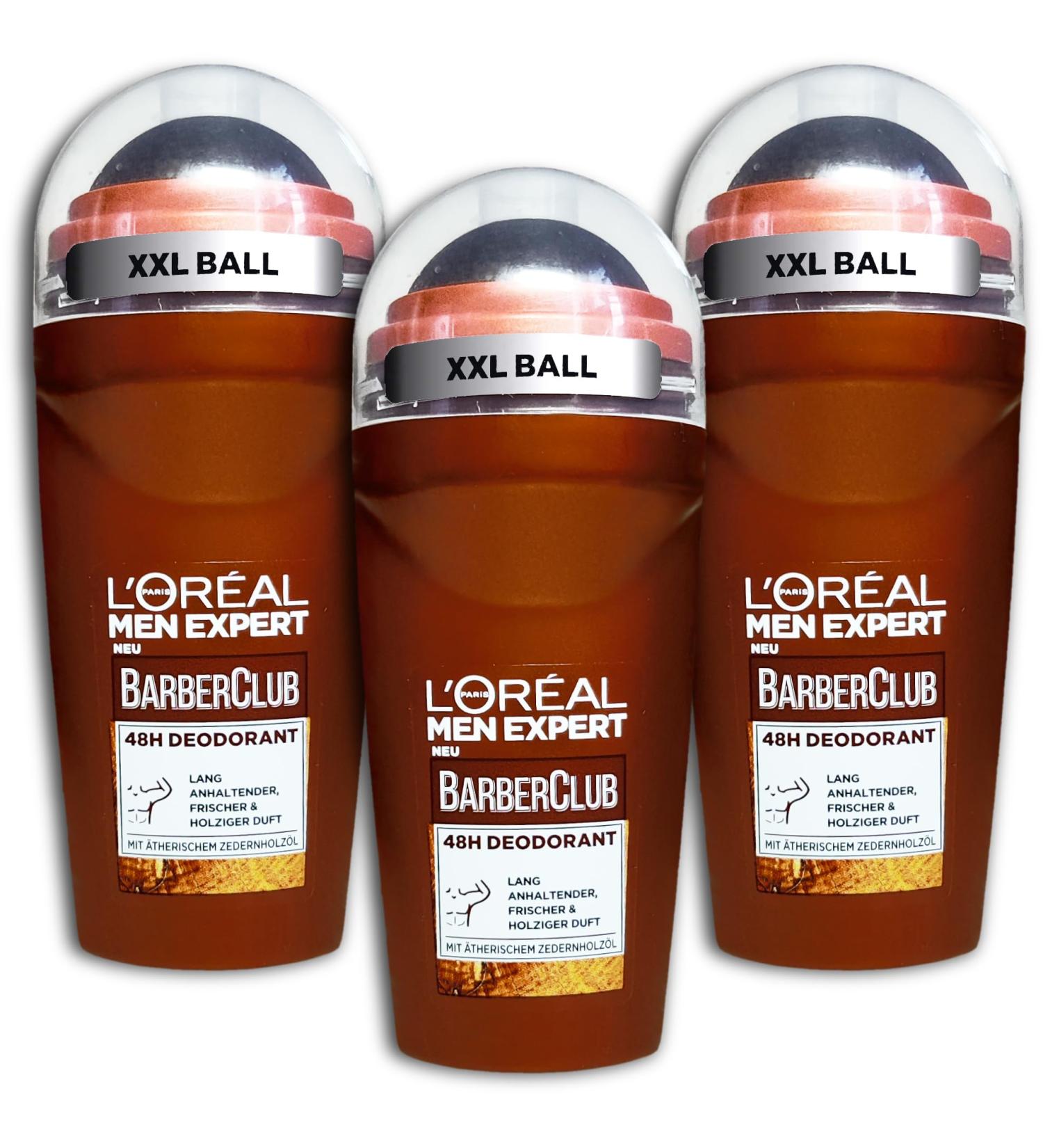 L'OR AL L'Or al Paris Men Expert Barber Club Roll-On Deodorants Antiperspirant with Woody Scent 3 x 50ml (3)