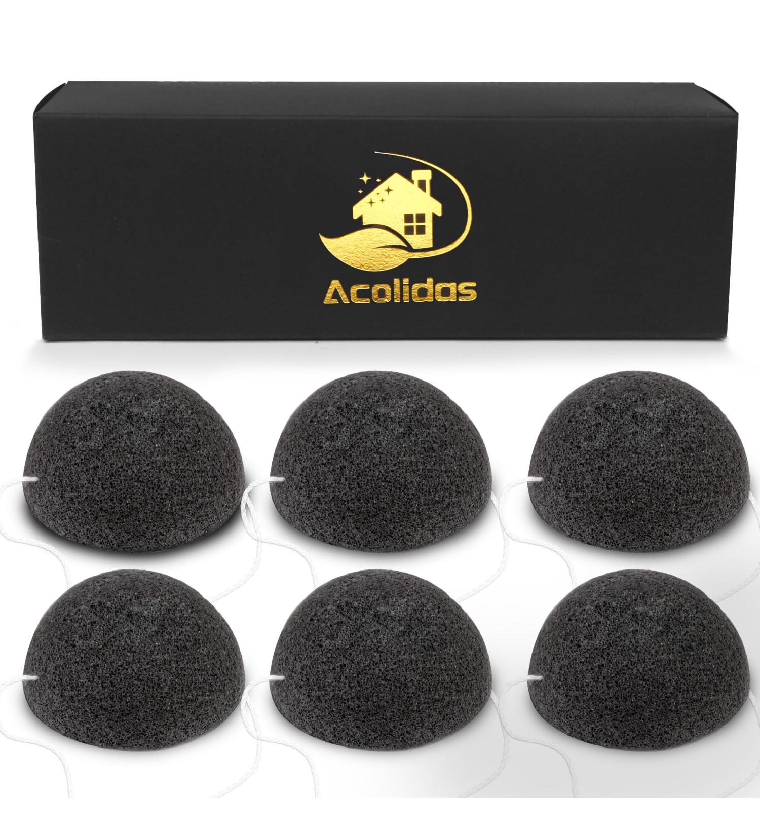 Konjac Organic Cleansing Exfoliating Facial Sponges Set Natural Activated Charcoal Konjac Face Scrubbers Sponge for Exfoliator Skincare Makeup Remover Body Washing for Oily Dry Sensitive Skin - Buy Online on GoSupps.com