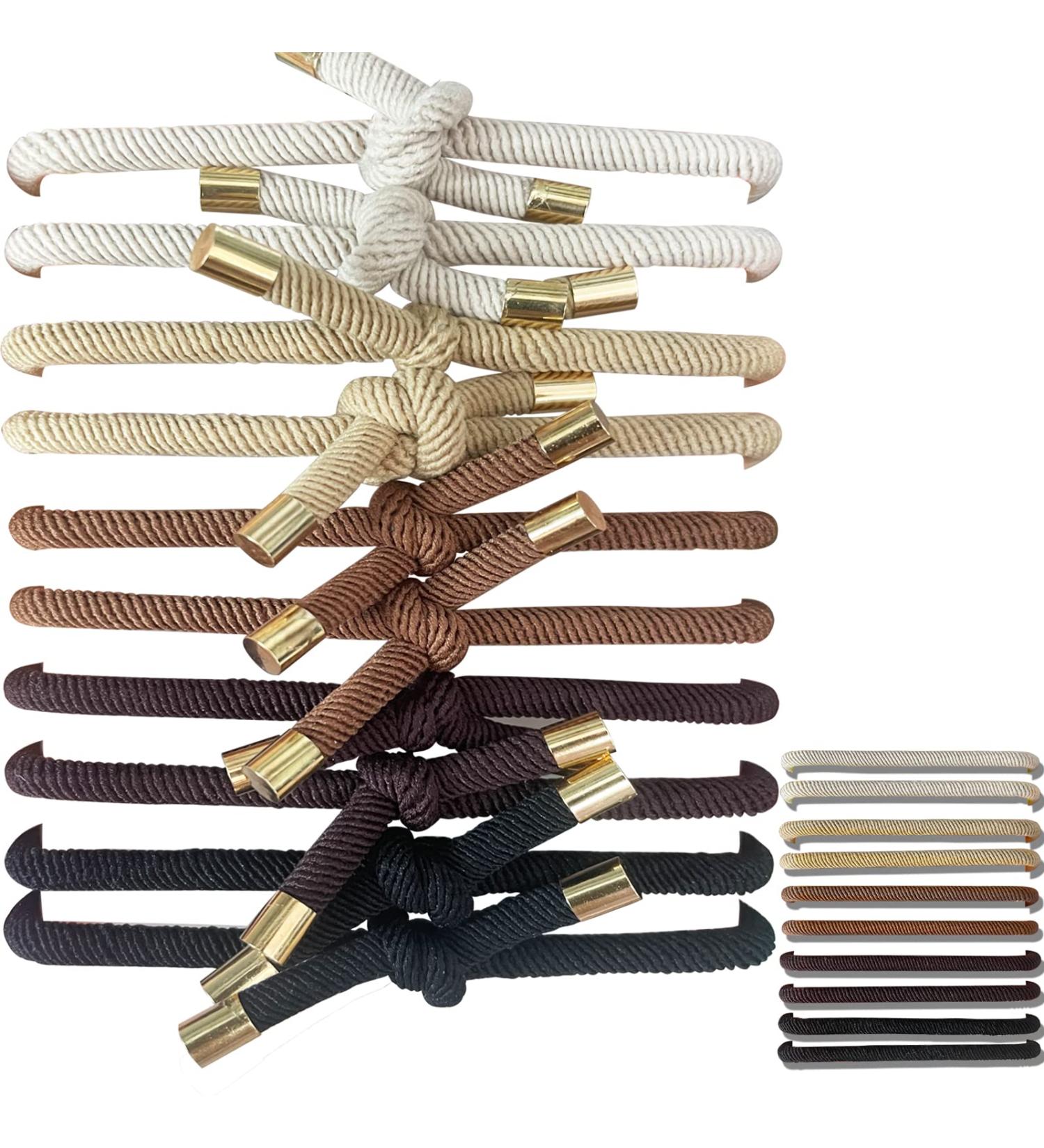 UDeBe Hair SlideProof Knot Hair Tie Bracelets Elastics 10 Counts Beige+Khaki+Coffee+Dark Coffee+Black