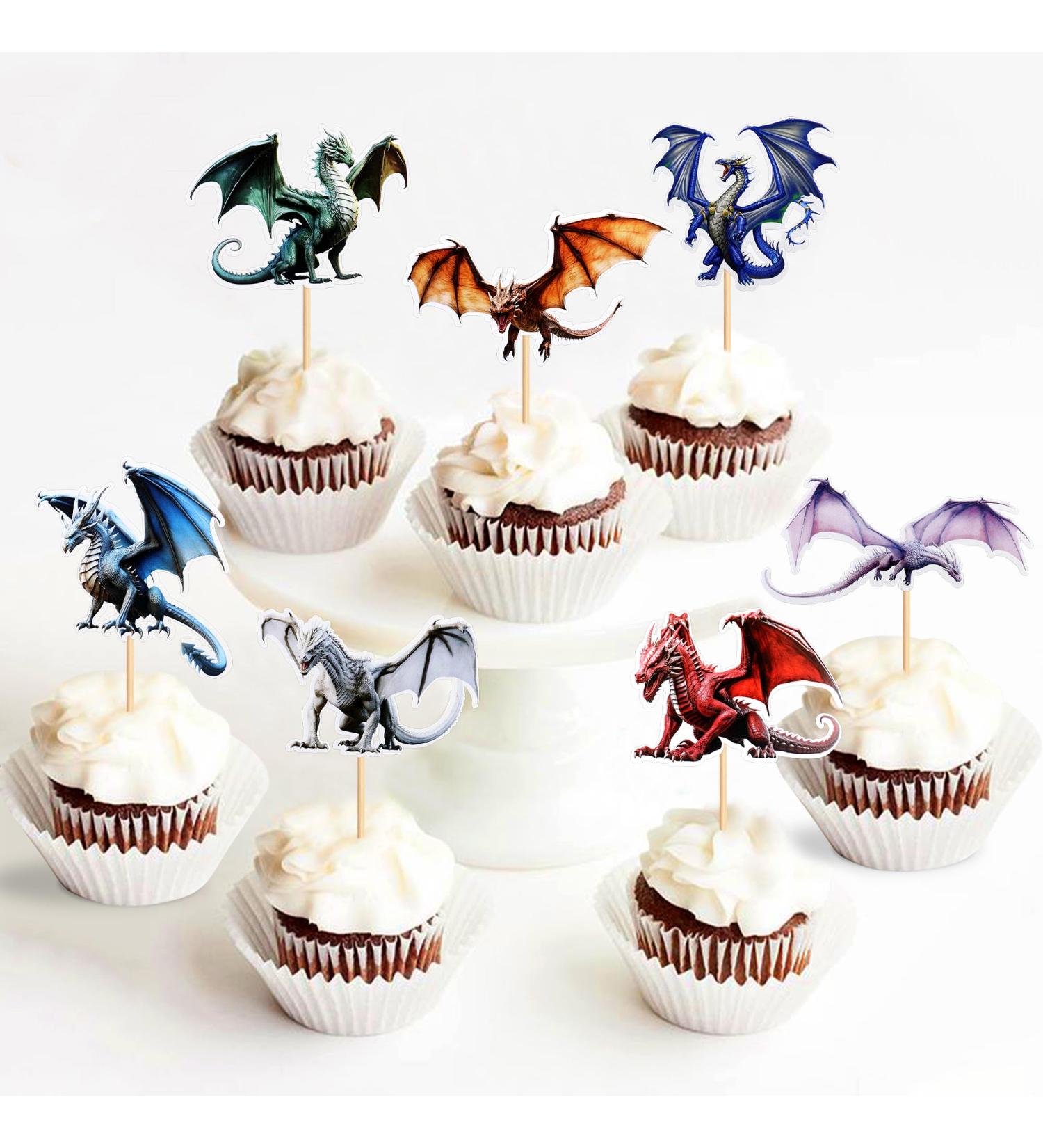 30-Piece Dragon Theme Cupcake Toppers - Mythical Cake Decorations for Weddings & Birthday Parties - Buy Online on GoSupps.com