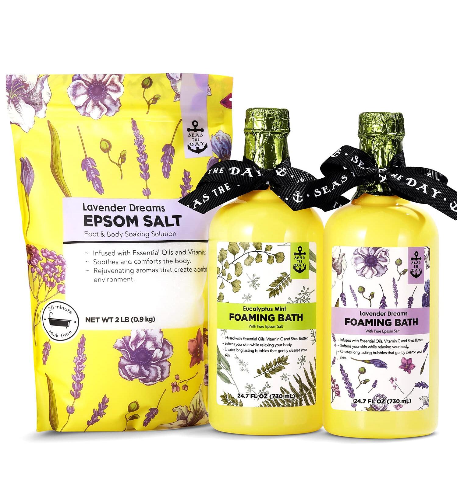 2lb Epsom Salt Bubble Bath for Women - Lavender & Eucalyptus Mint Scented Spa Gift Set - Buy Online on GoSupps.com