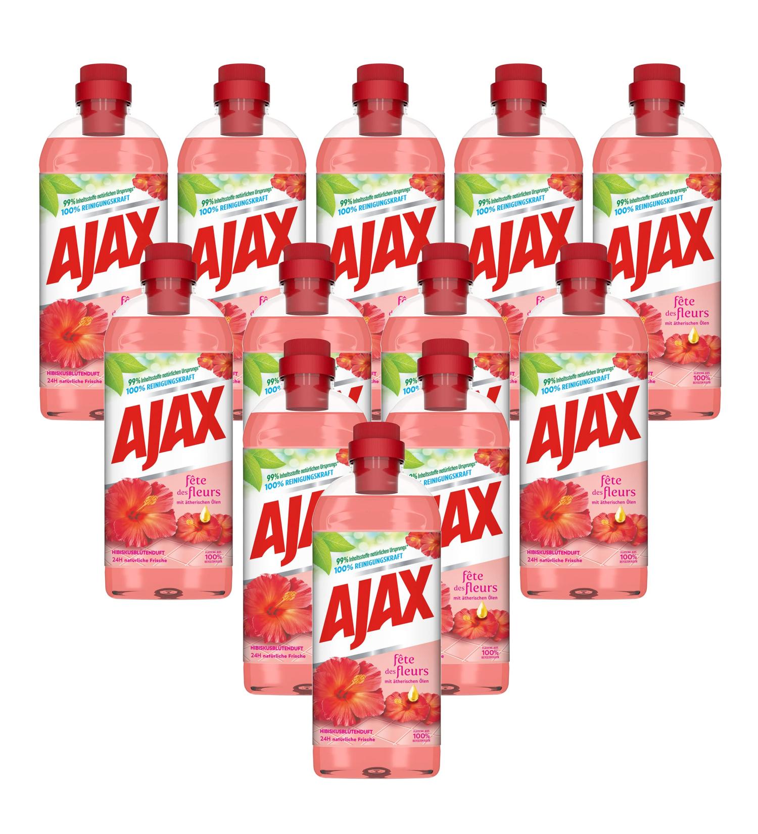 Ajax All-Purpose Cleaner Hibiscus Flower - 12 x 1L Multi-Surface Essential Oil Cleaner for International Shipping - Buy Online on GoSupps.com