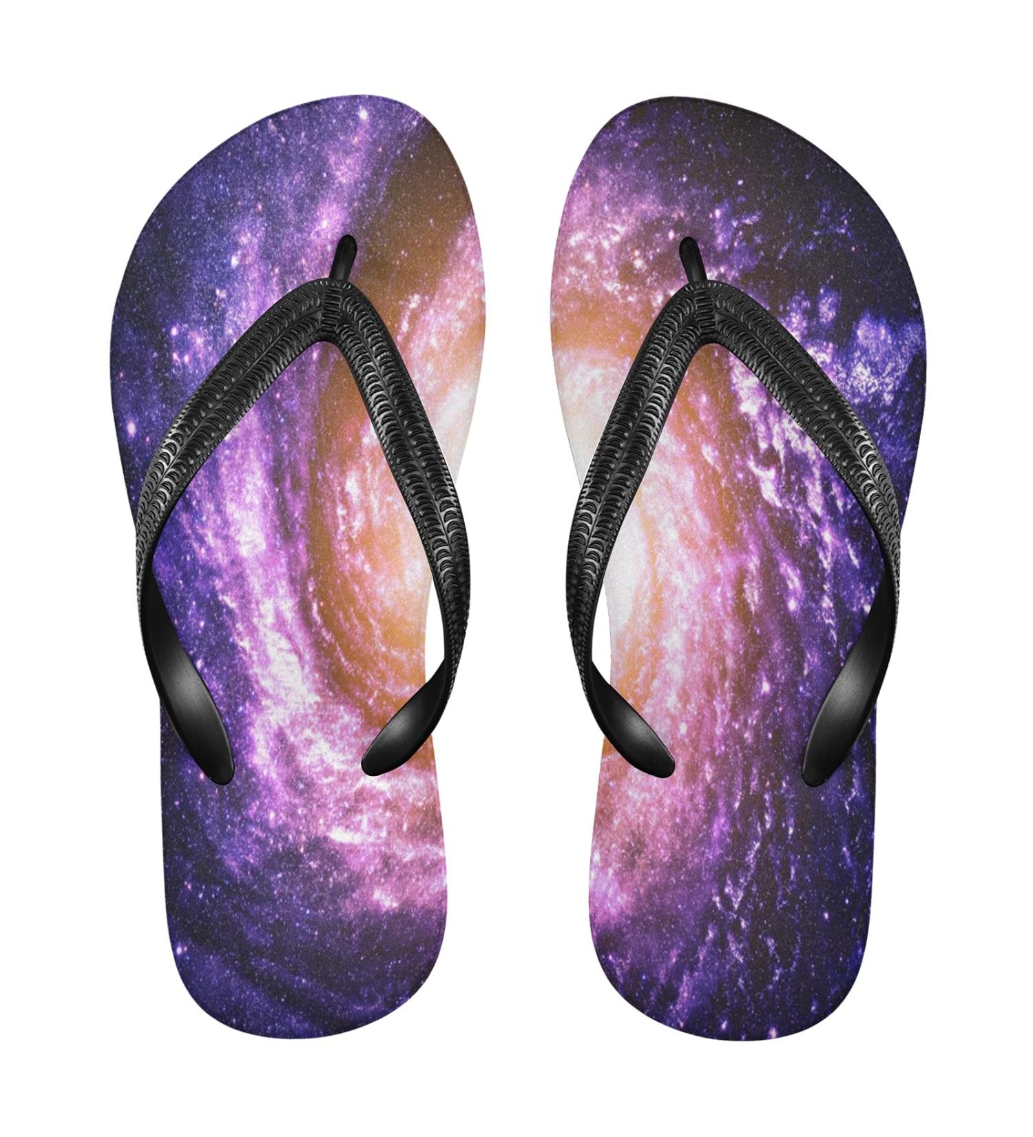 Mnsruu Universe Spiral Galaxy Space Purple Flip Flops - Stylish Sandals for Home Spa Travel & Hotel Unisex Comfort Slippers - Buy Online on GoSupps.com