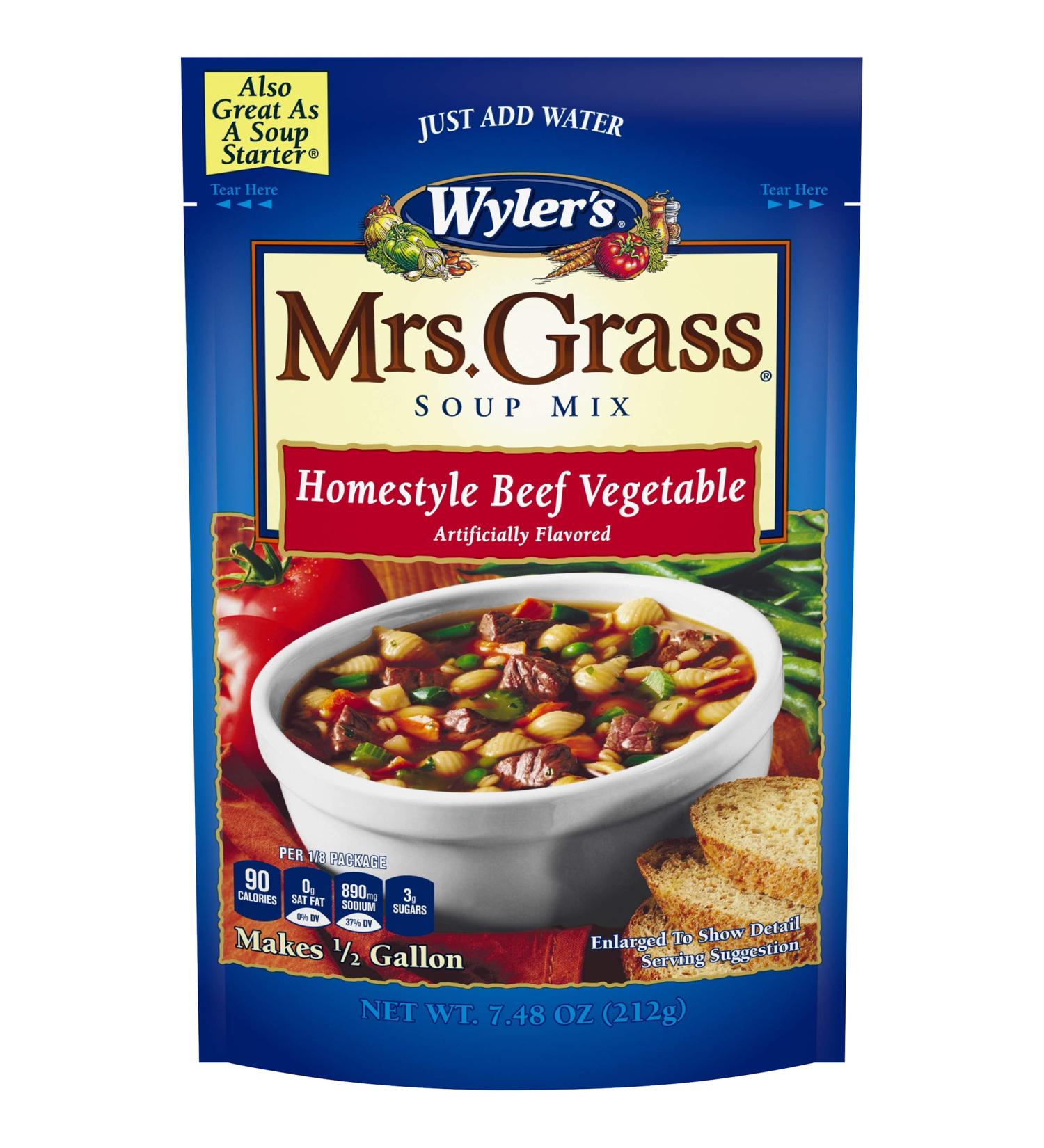 Wyler's Mrs. Grass Home-Style Beef Vegetable Hearty Soup Mix 7.48 oz - Buy Online Now - Buy Online on GoSupps.com