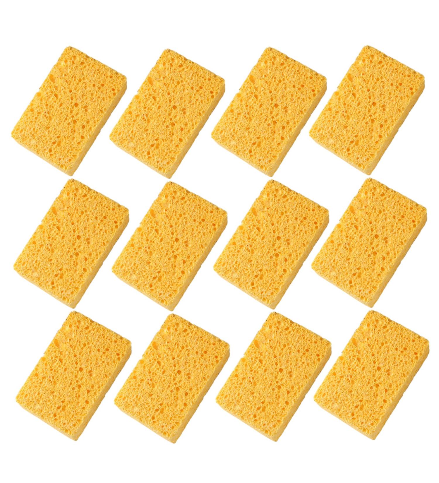 Dish Sponge 12Pcs Non-Scratch Scrub Sponge Absorbent Kitchen Sponges Quick Foaming Dish Scrubber Pads for Effortless Cleaning Dishes Pots Pans Yellow - Buy Online on GoSupps.com