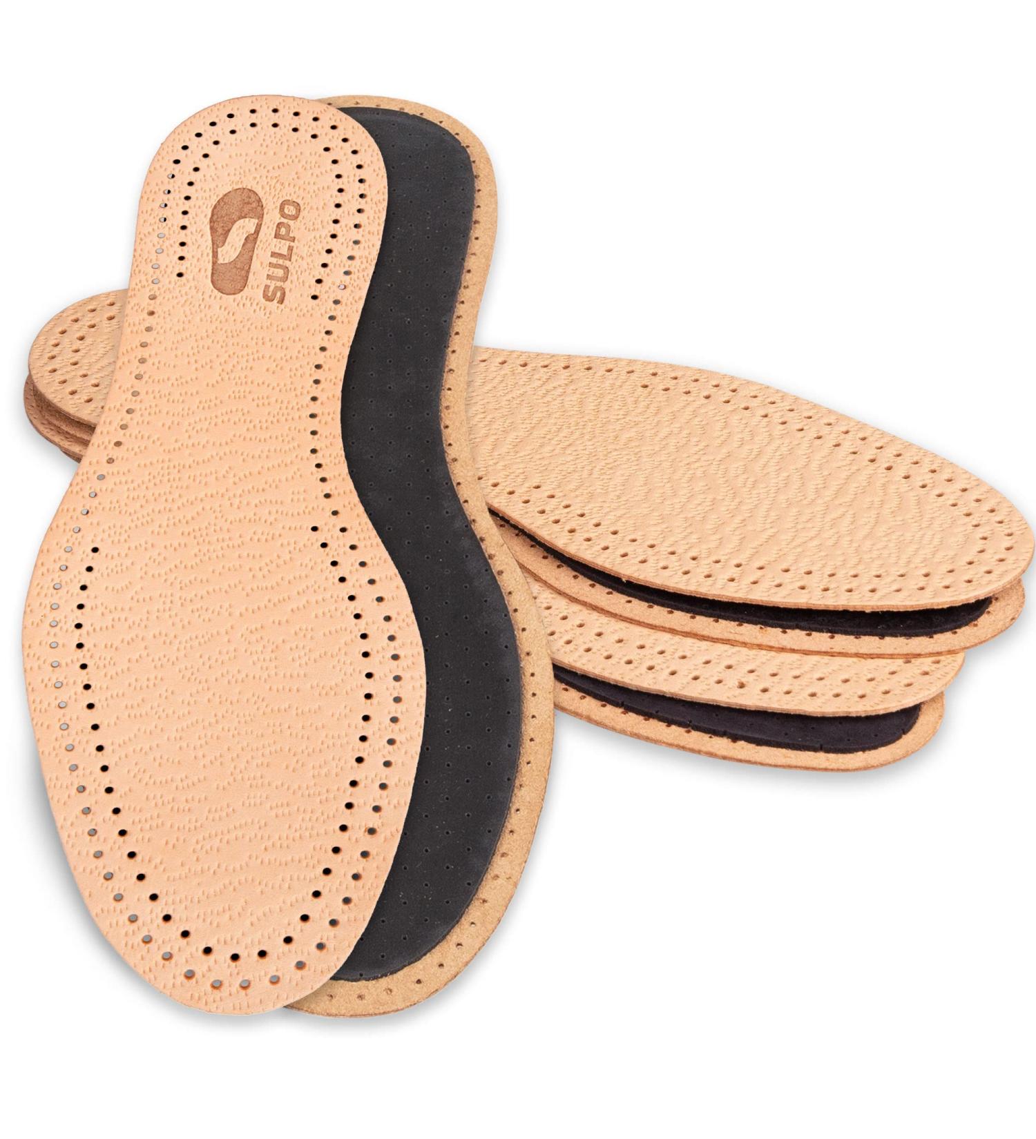 Buy Sulpo 3-Pair Premium Leather Insoles | Real Leather Activated Carbon Odor Absorbers | Breathable Anti-Sweat Inserts for Comfort - International Shipping Available - Buy Online on GoSupps.com
