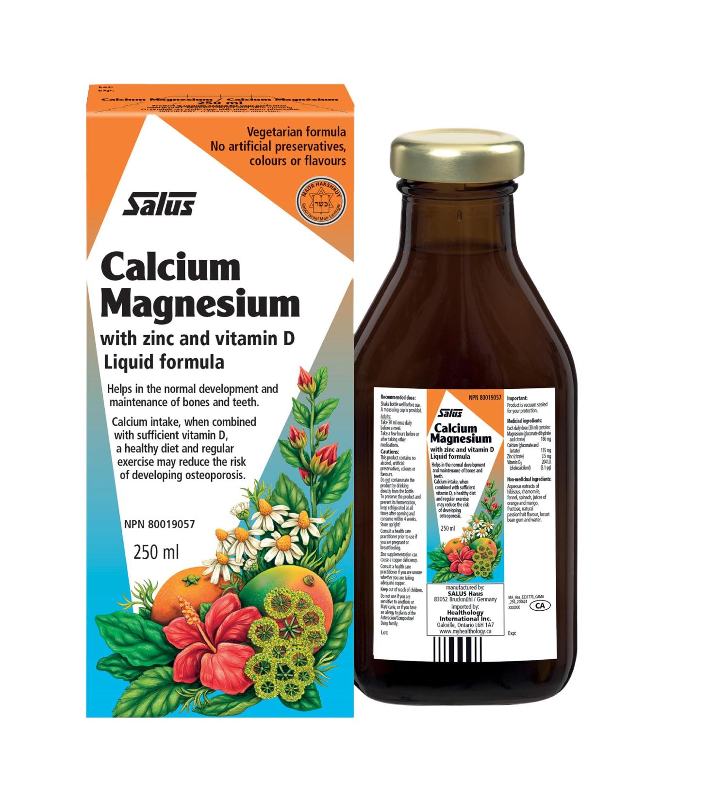 Salus Calcium Magnesium 250ml | Gluten-Free Kosher Non-GMO & Vegetarian