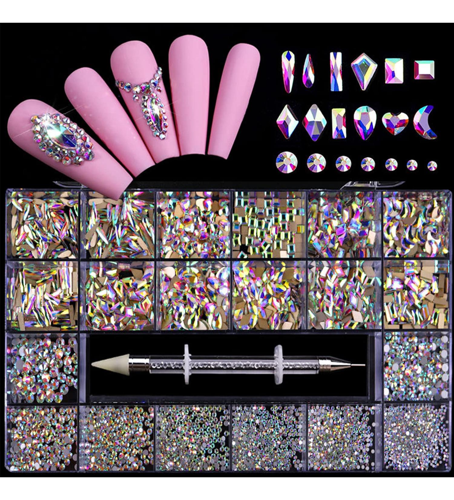 Nail Art Rhinestones 13 Styles Colorful Nail Glitter Glass Jewels Diamonds for Nail Decoration Make-up DIY Clothing Phone Decor Nail DIY Glass Decoration with Rhinestone Picker - Buy Online on GoSupps.com