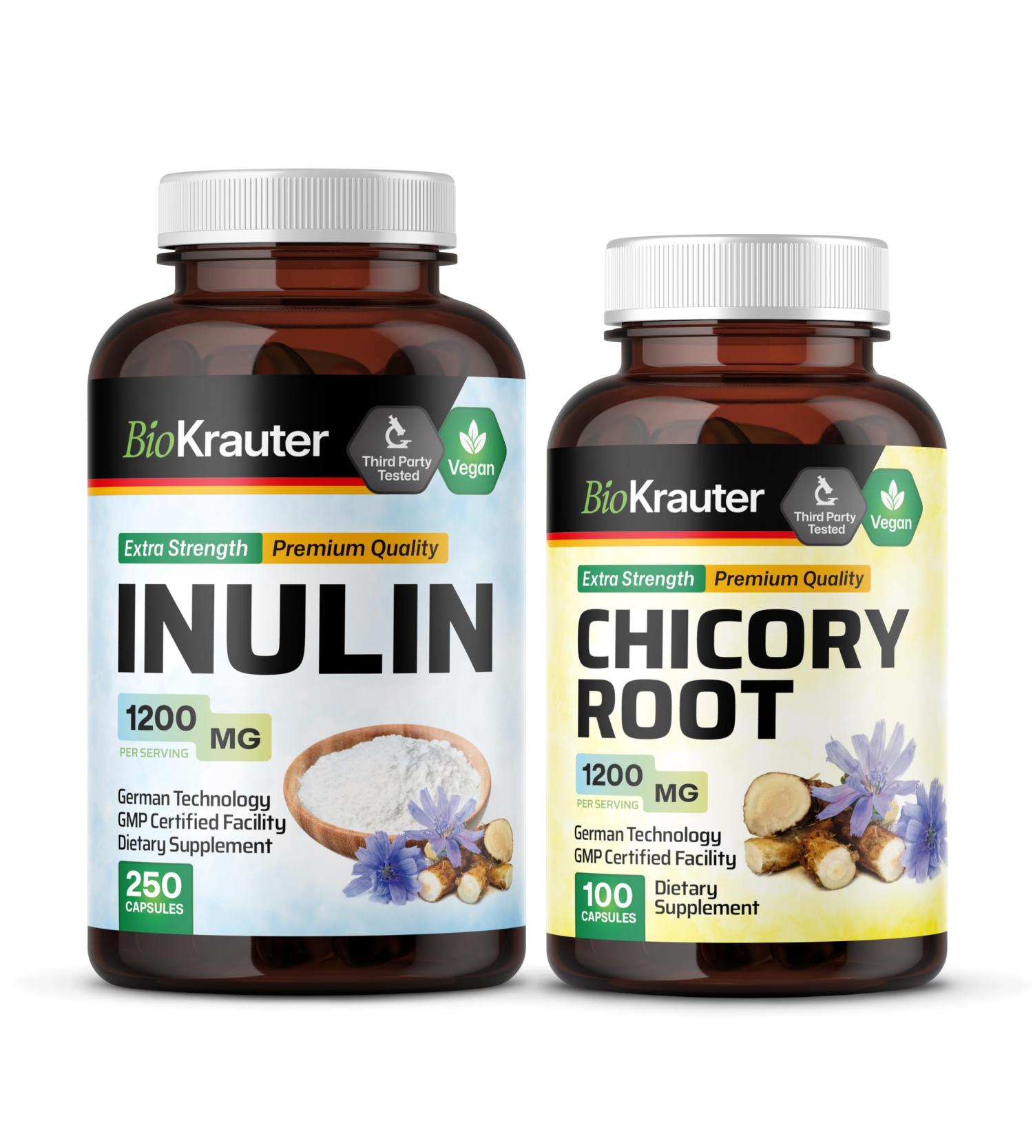 BIO KRAUTER Inulin 250 Capsules & Chicory 100 Capsules - Buy Online on GoSupps.com