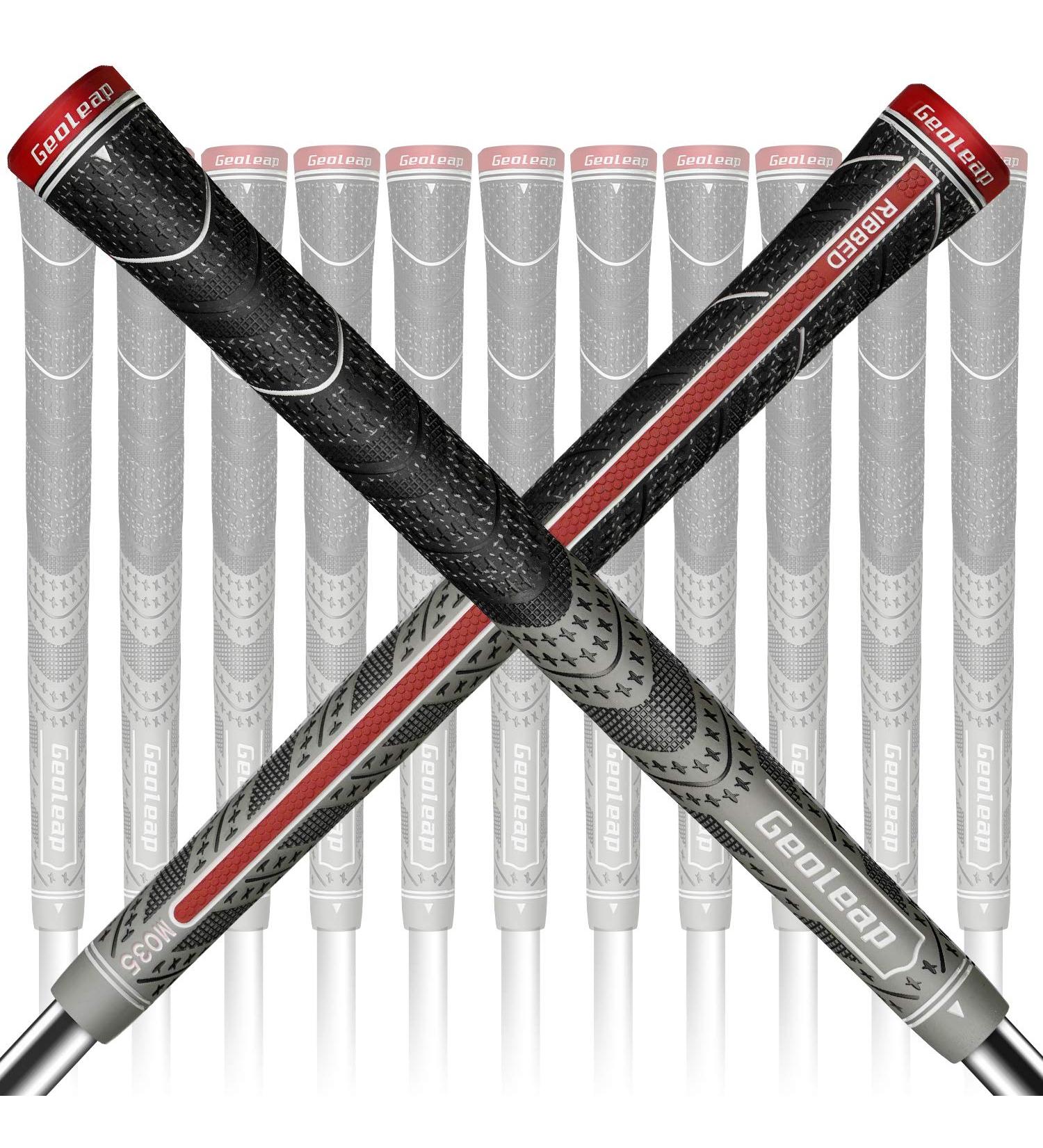Geoleap ACE-R Golf Grips Set of 13 | Back Rib for Improved Control | Multi Compound Rubber and Cord Hybrid | Standard/Midsize | 7 Color Options | Midsize Gray - Buy Online on GoSupps.com
