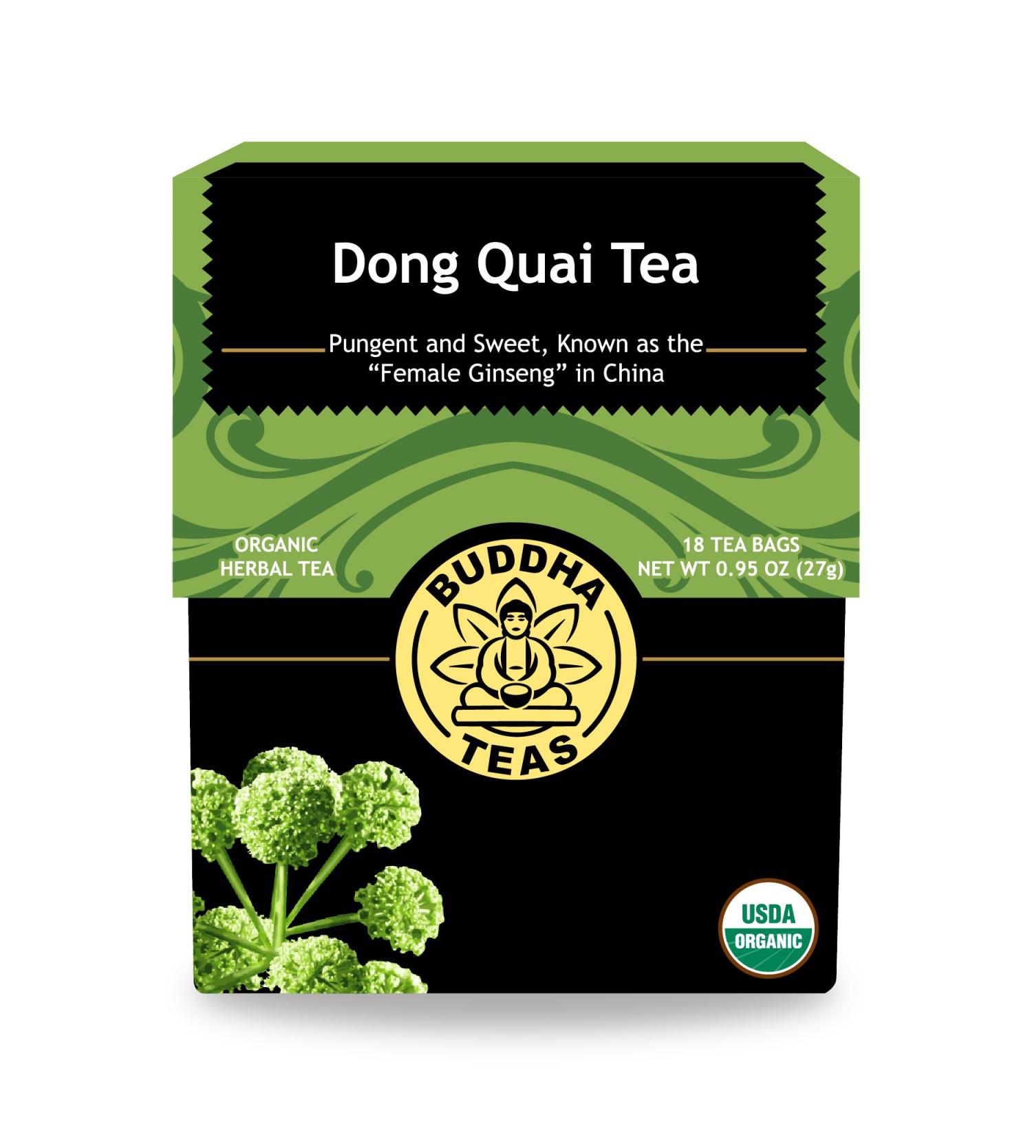 Buddha Teas Organic Dong Quai Tea - 18 Bleach-Free Tea Bags | USDA & CCOF Certified, OU Kosher - Buy Online on GoSupps.com