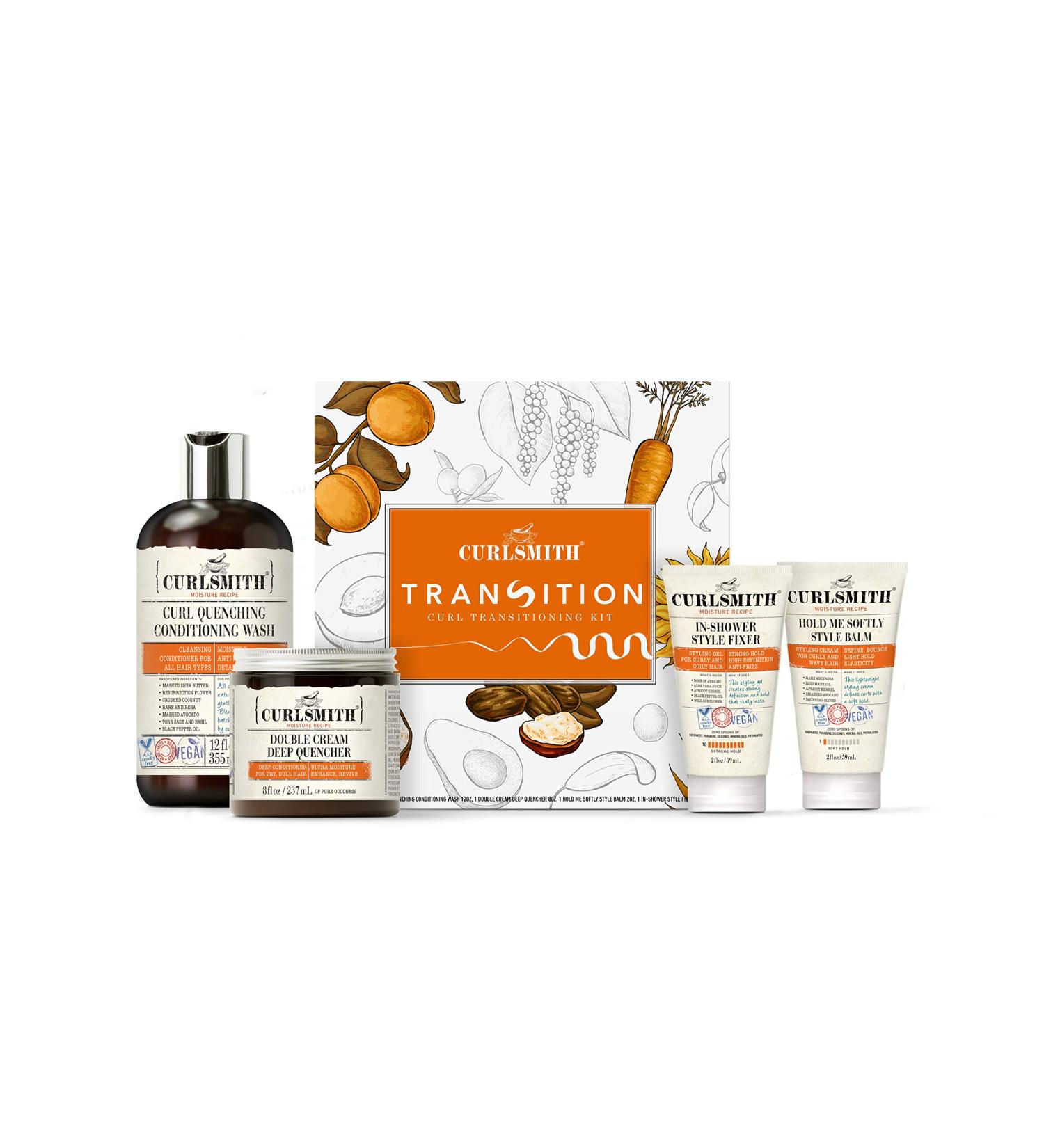 Curlsmith Transition Kit - Vegan Haircare for Dry Wavy Curly or Coily Hair - 12oz, 8oz, 2oz - Buy Online on GoSupps.com