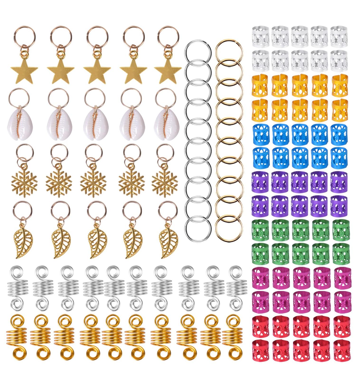 130PCS Aluminum Dreadlocks Pearl Cuffs & Hair Jewelry Rings - Hair Braiding Accessories - Buy Online on GoSupps.com