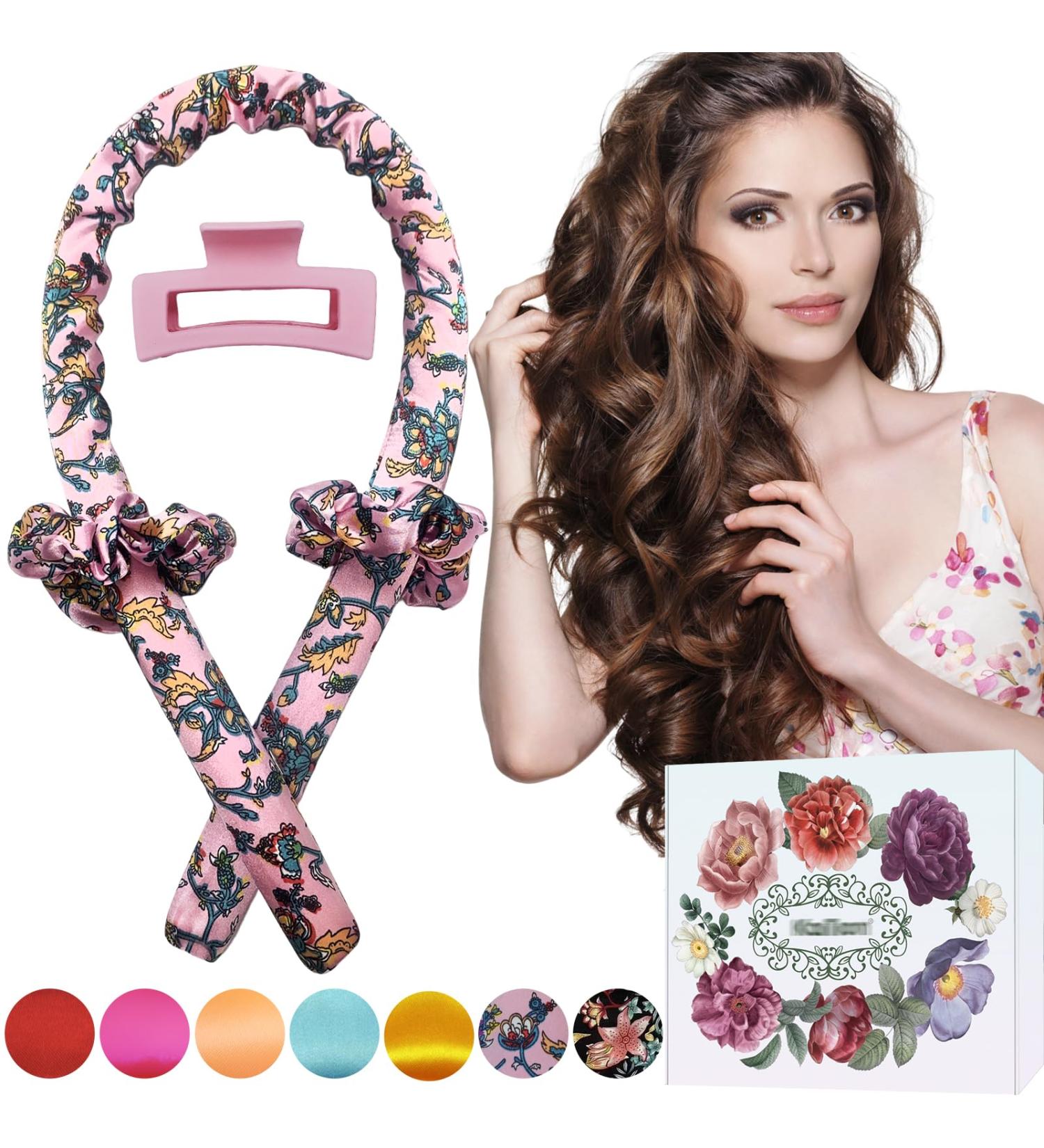 Kaition Heatless Curls - Non-Slip Silk Hair Curlers for Dreamy Overnight Curls | DIY Long Hair Styling Set (Floral Pink) - Buy Online on GoSupps.com