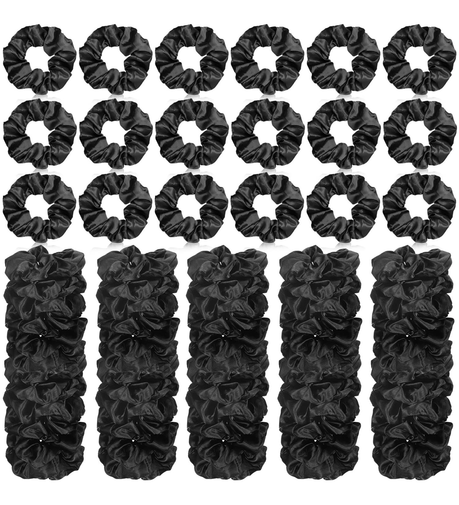 80-Piece Black Silk Hair Scrunchies Set for Women - Elastic Satin Hair Ties & Ponytail Holders - Vintage Hair Accessories for Girls - Buy Online on GoSupps.com