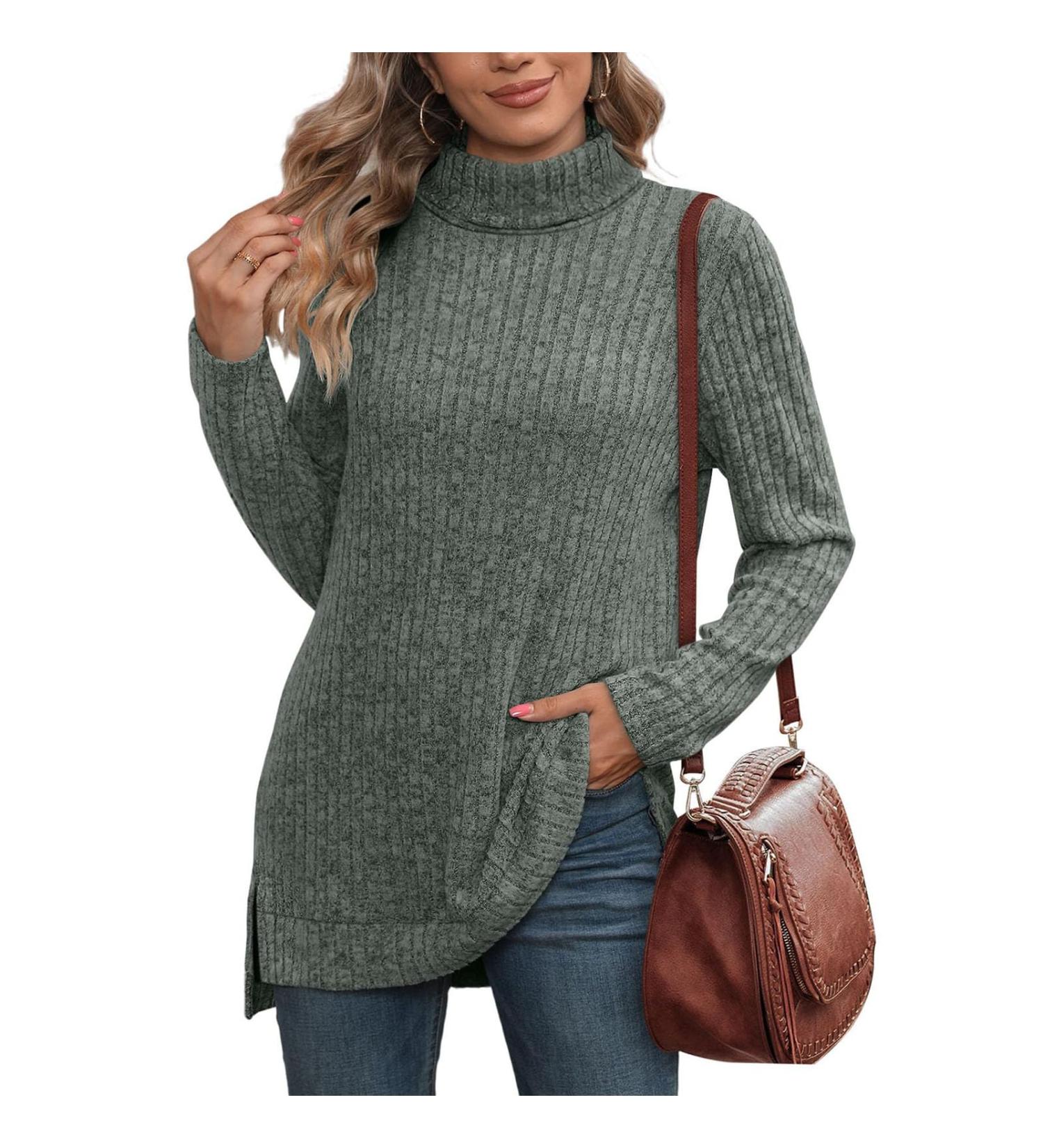 Women Blouse Versatile Long Sleeve Tops Side Slit for Party (XL) X-Large Green - Buy Online on GoSupps.com
