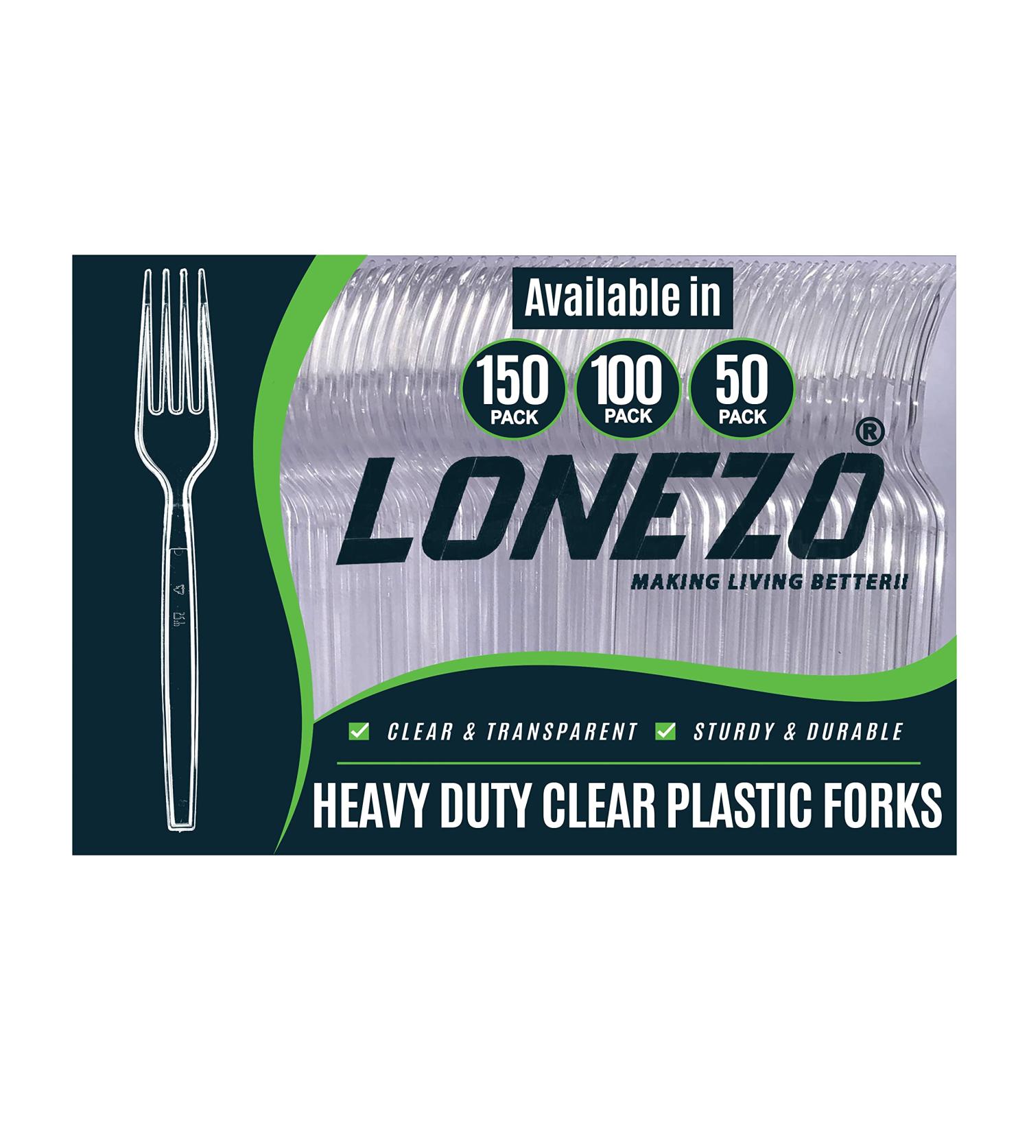 Lonezo 50 Clear Plastic Disposable Forks - Heavy Duty & Eco-Friendly Utensils - Buy Online on GoSupps.com