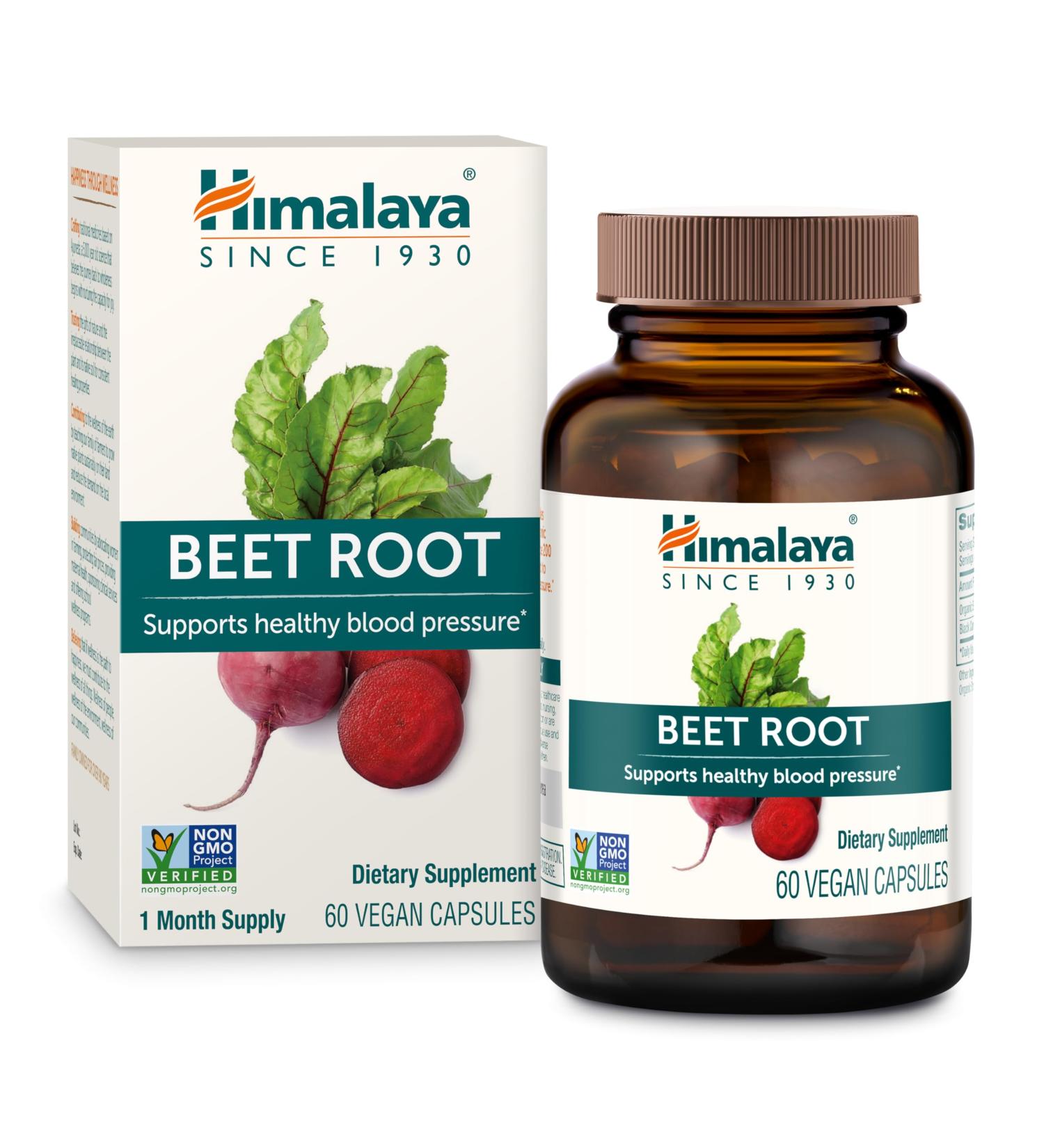 Himalaya Beet Root Herbal Supplement for Healthy Blood Pressure Support Vegan Gluten Free 500mg Beet Root & 100 mg Black Cumin Extract 60 Capsules - Buy Online on GoSupps.com