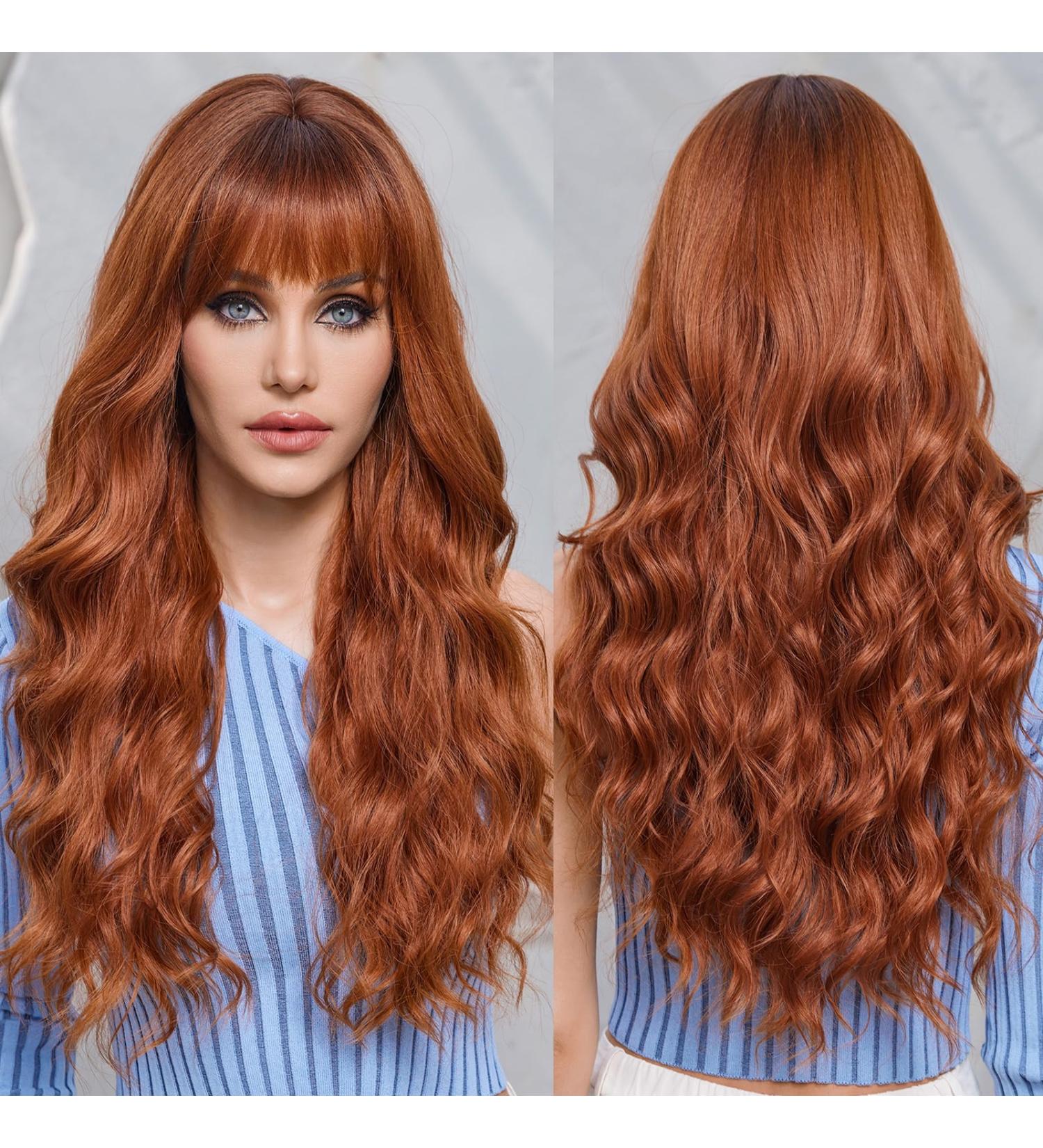 Shop Haircube Ombre Auburn Wig for Women Long Corrugated Synthetic Wig with Pony Natural Look & Breathable Comfort - Buy Online on GoSupps.com