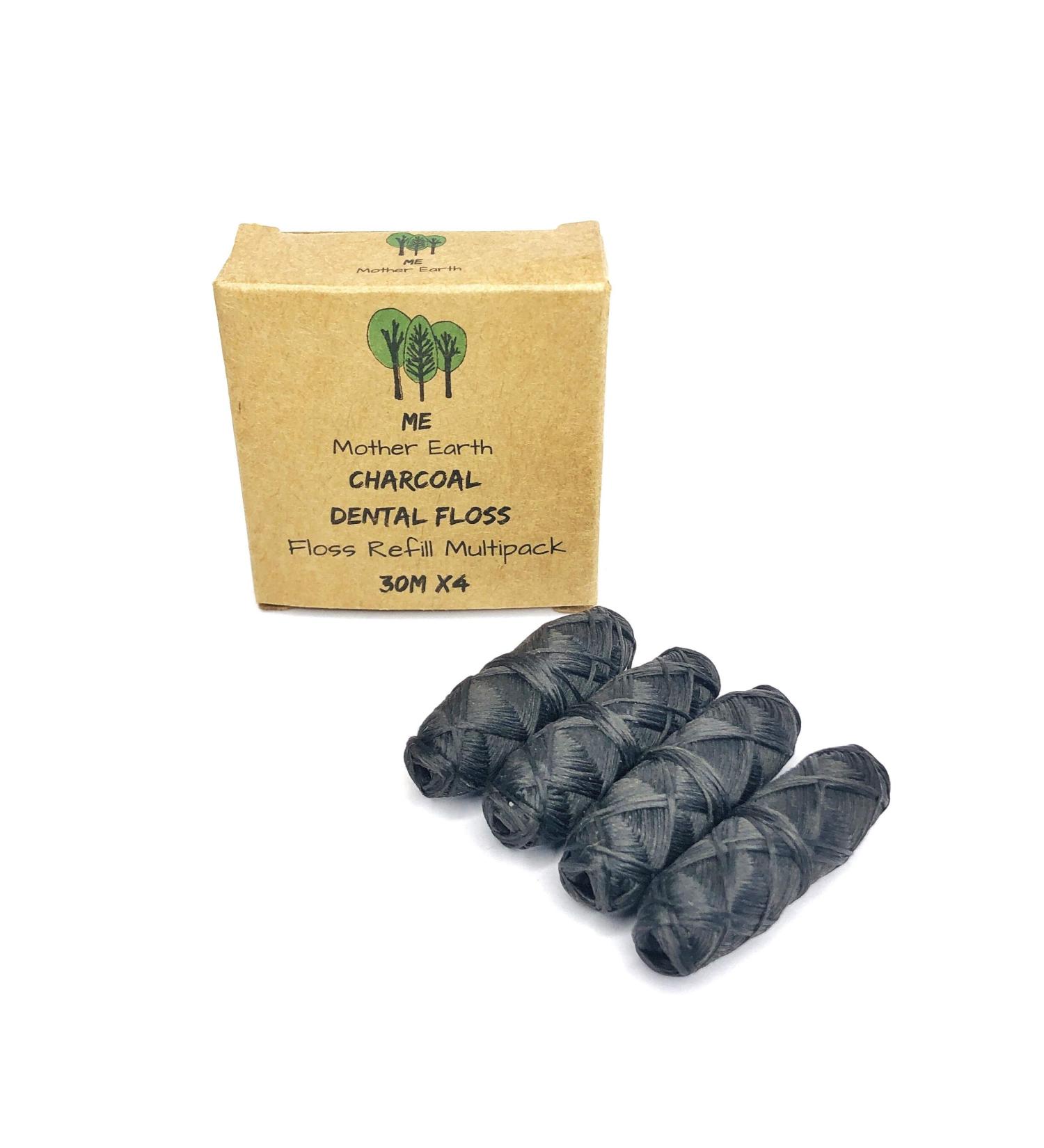Vegan Bamboo Charcoal Dental Floss Refill x4 | Peppermint | Eco-Friendly Zero Waste Oral Care - Buy Online on GoSupps.com