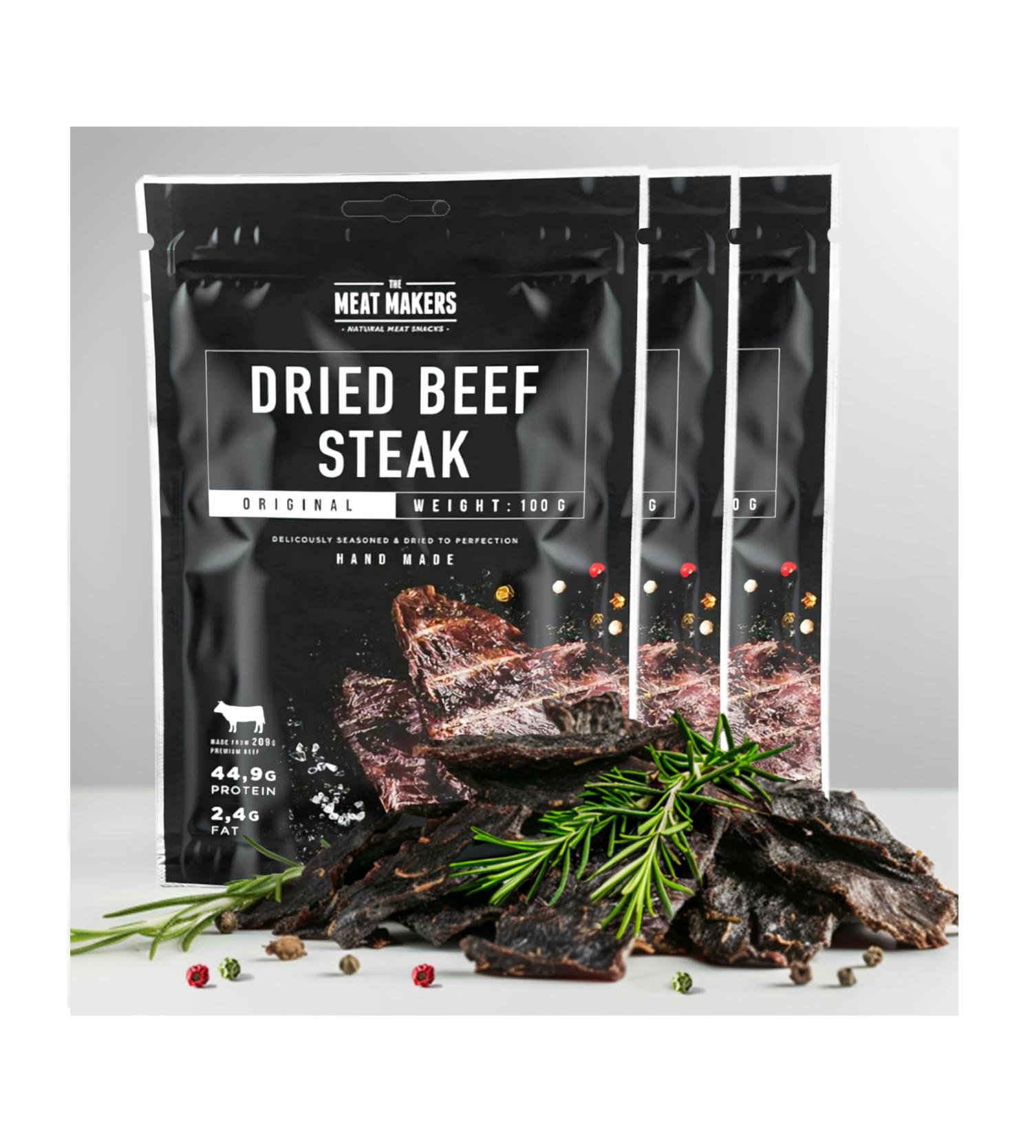 Original Beef Jerky Steak 300g - Protein-Rich Dried Beef Snack | The Meat Makers Dry Meat - Buy Online on GoSupps.com
