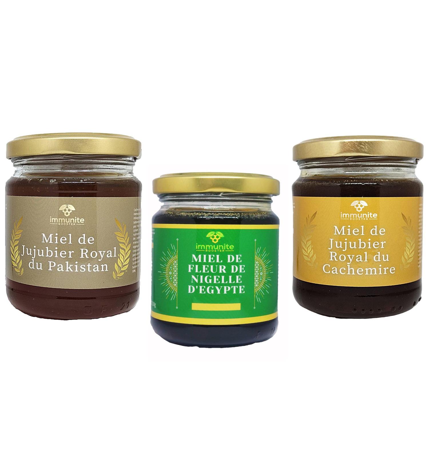 3 pots de miel parmi les meilleurs au monde - 2 pots de miel de Jujubier du Cachemire et du Pakistan + 1 pot de miel de Nigelle d'Egypte - immunite BOOSTER - Buy Online on GoSupps.com