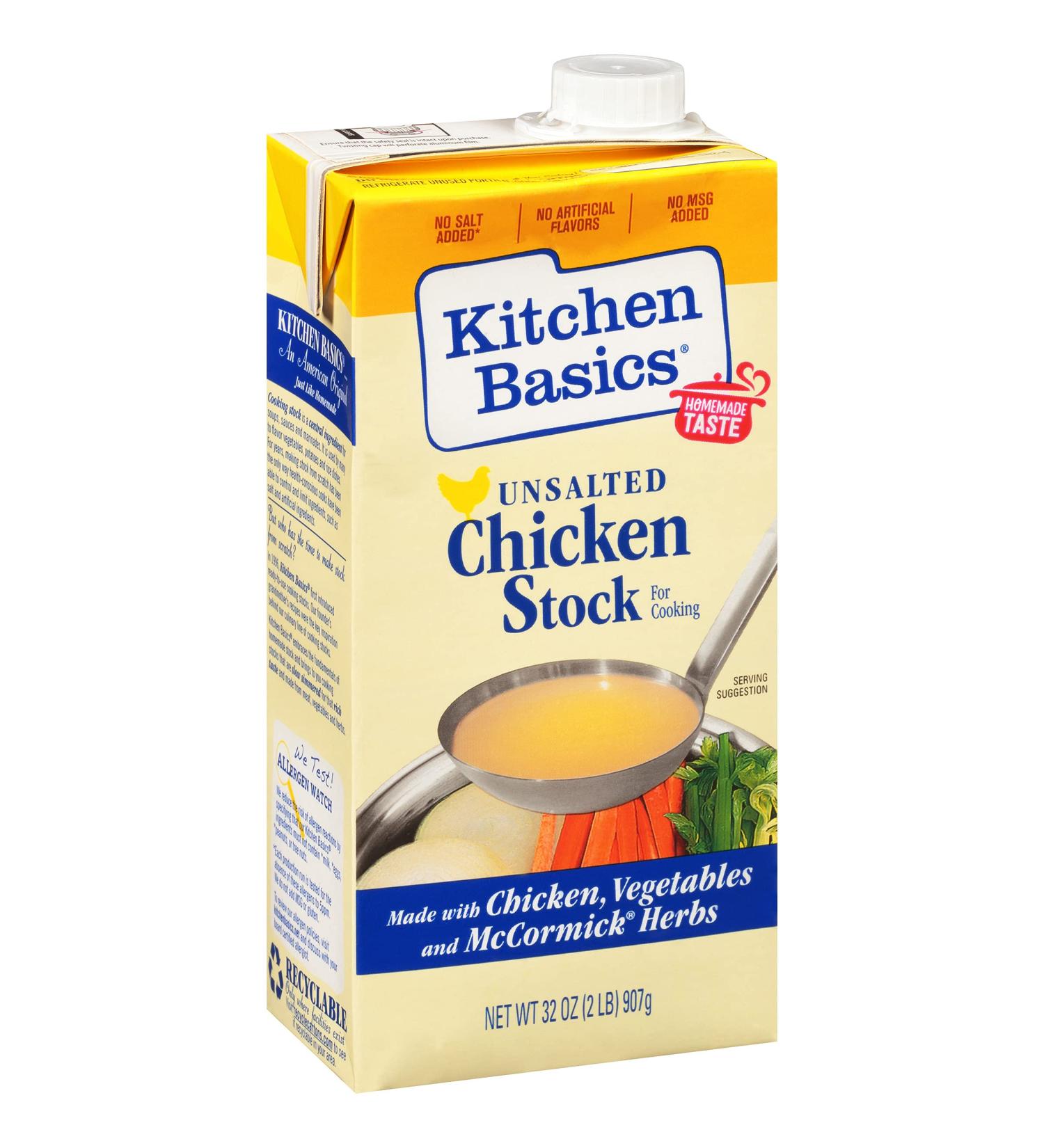 Kitchen Basics Unsalted Chicken Stock 32 fl oz - Premium Cooking Stock - Buy Online on GoSupps.com