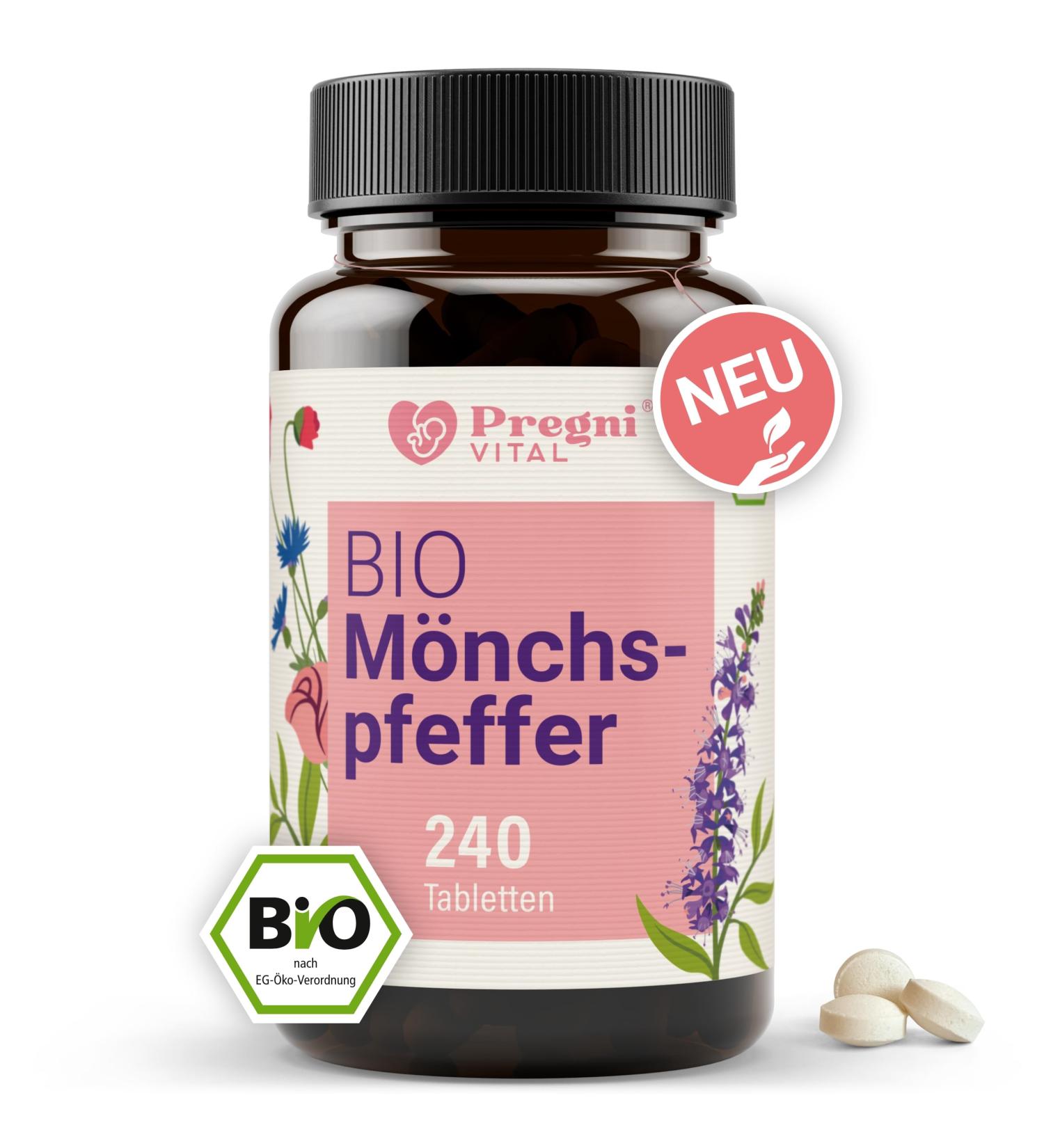 Organic Monk Pepper 10mg - Easy Swallow Women's Herbal Supplement - 240 Mini Tablets with Agnus Castus Extract from France | Pregnivital  - Buy Online on GoSupps.com