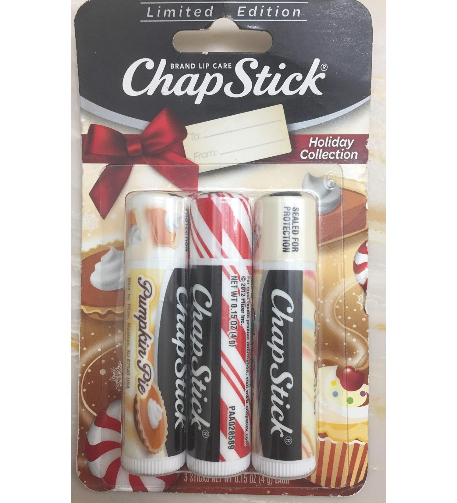 Shop Chapstick Holiday Flavor Collection - Pumpkin Pie Candy Cane & Cake Batter | International Shipping Available - Buy Online on GoSupps.com