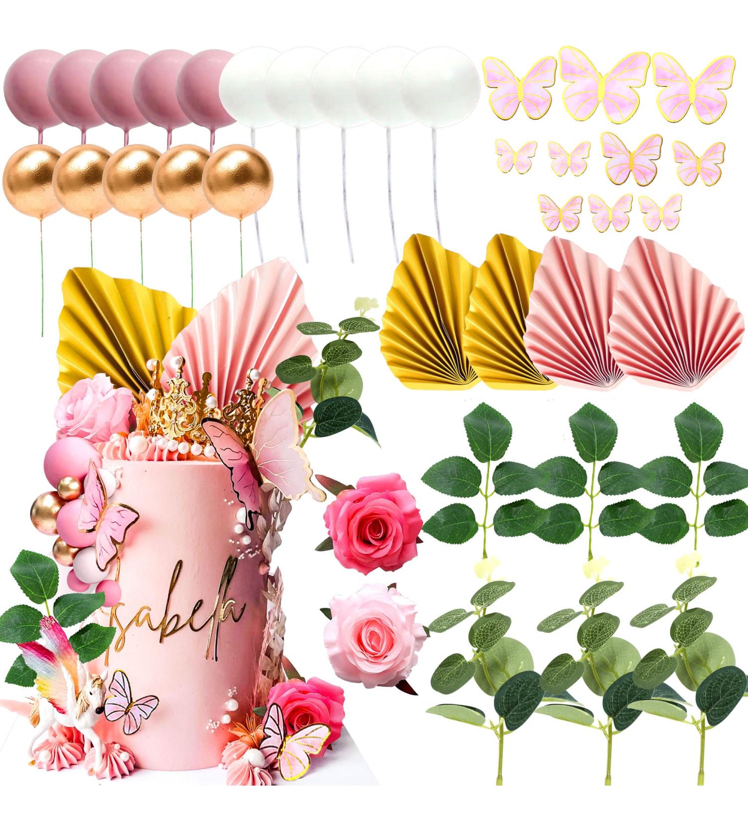 JEVENIS Pink Balls & Butterfly Cake Decorations | Baby Shower Boho & Rose Themes | International Shipping - Buy Online on GoSupps.com