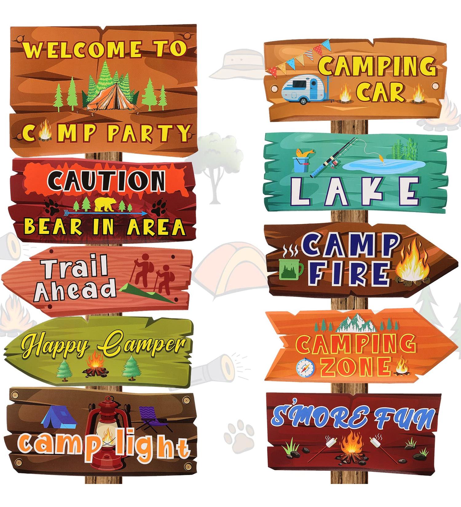 Camping Party Directional Signs - Set of 20 Cardstock Signs for Outdoor Yard Decor & Photo Props - Buy Online on GoSupps.com