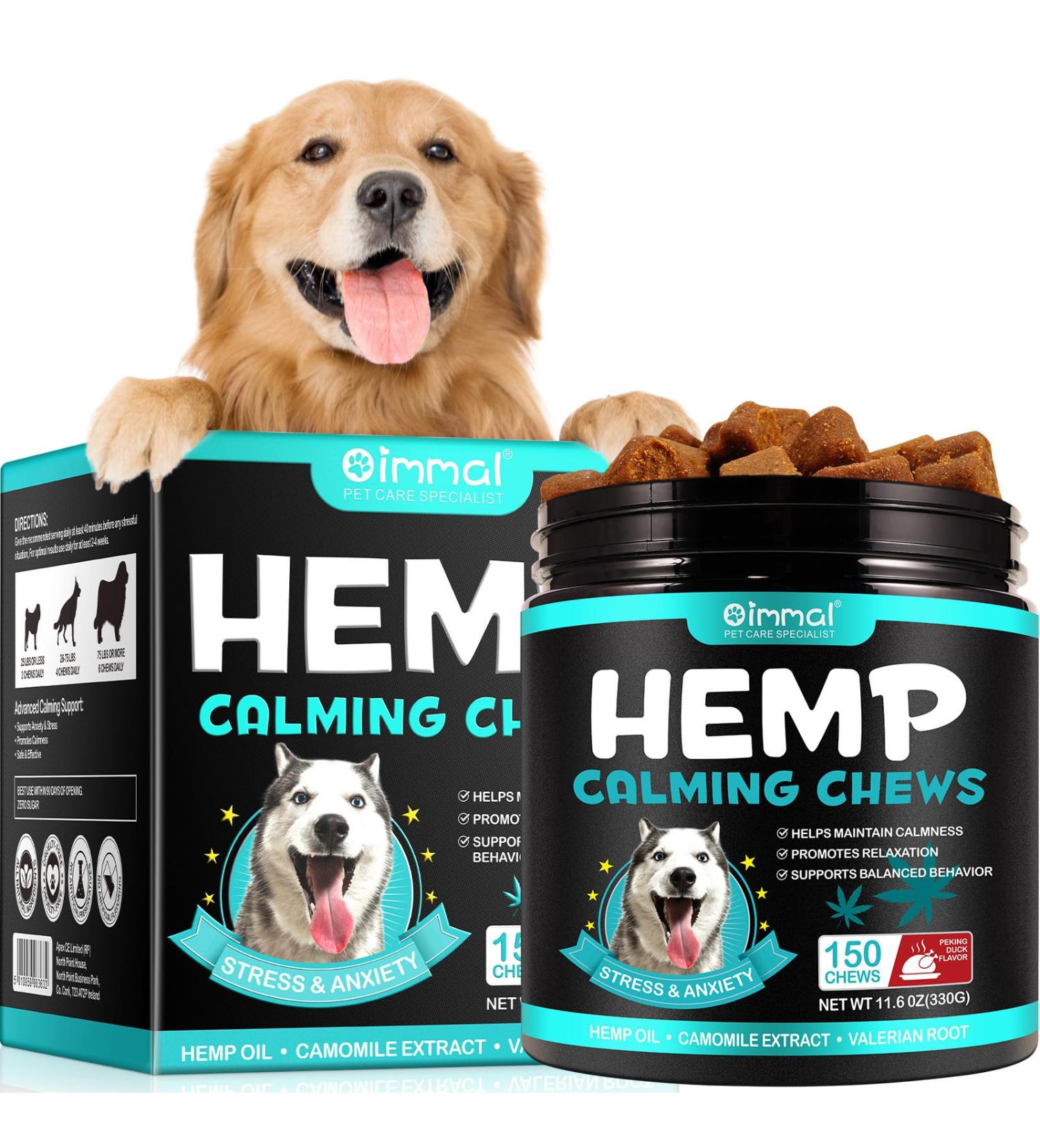 Bieyoc Calming Chews for Dogs - 150 Duck Chews for Anxiety, Barking, Stress Relief & Hyperactivity - Buy Online on GoSupps.com