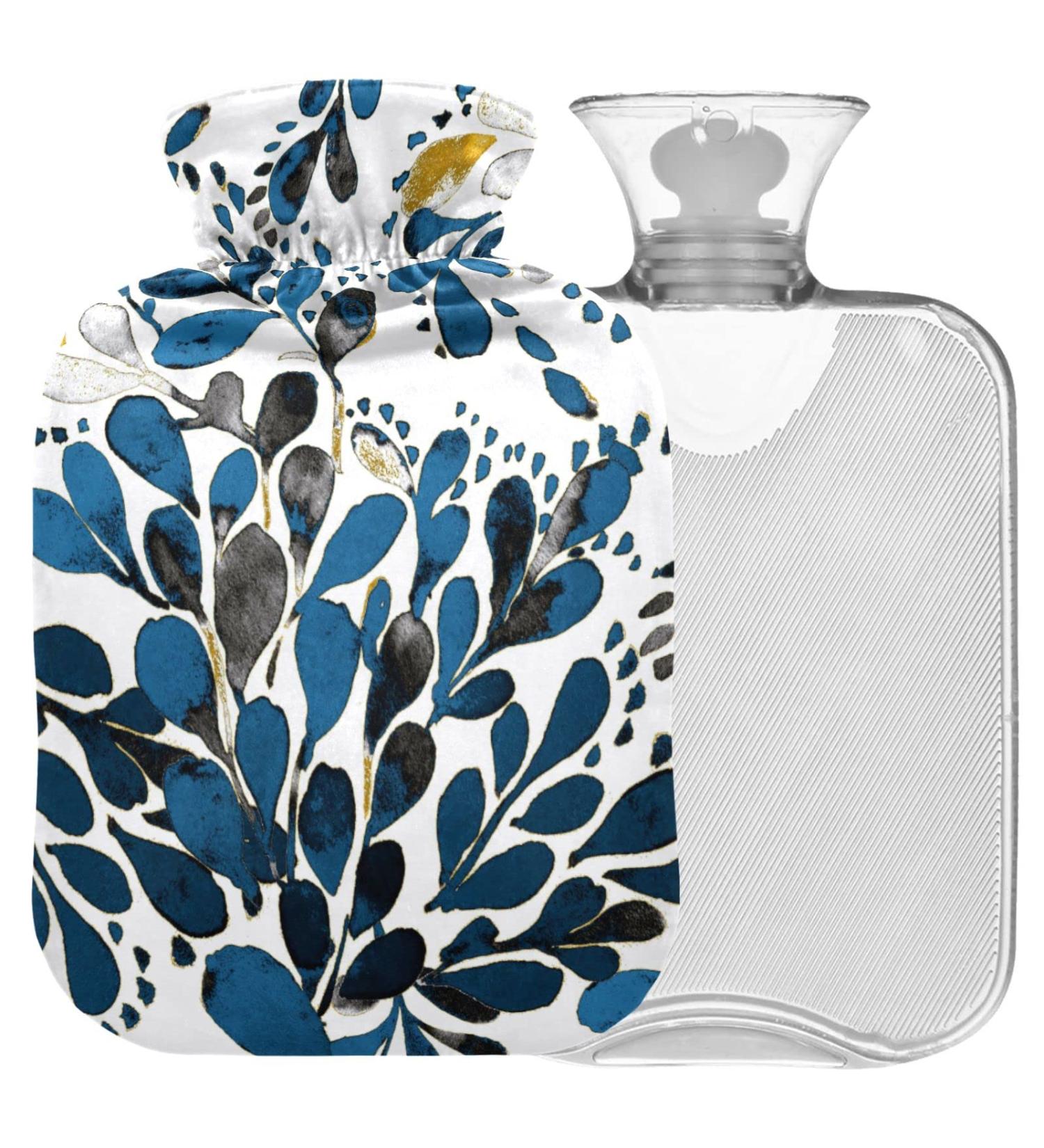 NAANLE Watercolor Leaves Hot Water Bottle | 2L Transparent Cover | Large Warm-Up Bag for Bed Hand & Foot Pain Relief | Heat & Cold Therapy - Buy Online on GoSupps.com