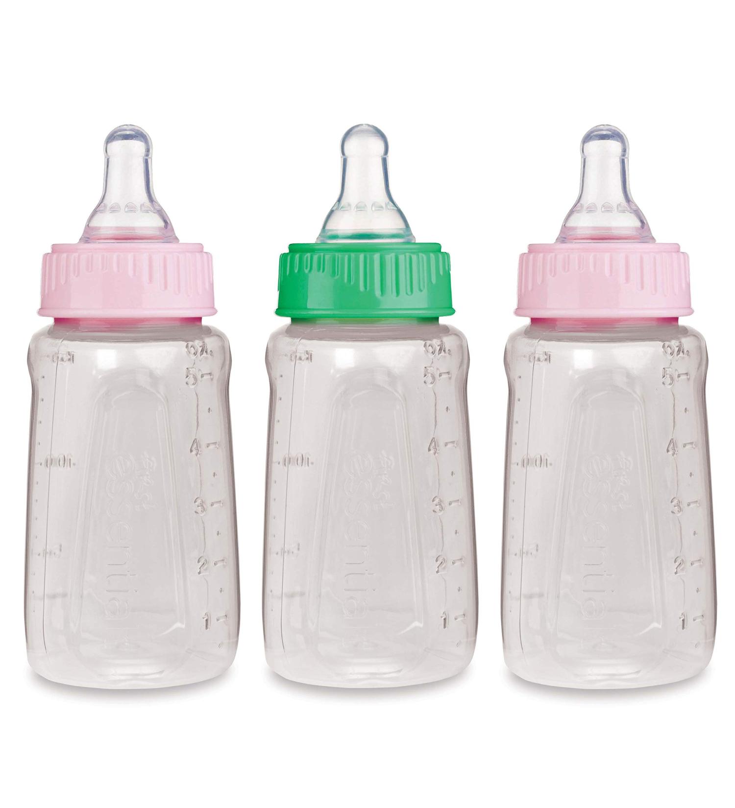 First Essentials by NUK Clear View Baby Bottle  5 oz  3 Pack Girl Colors 3 Count (Pack of 1)