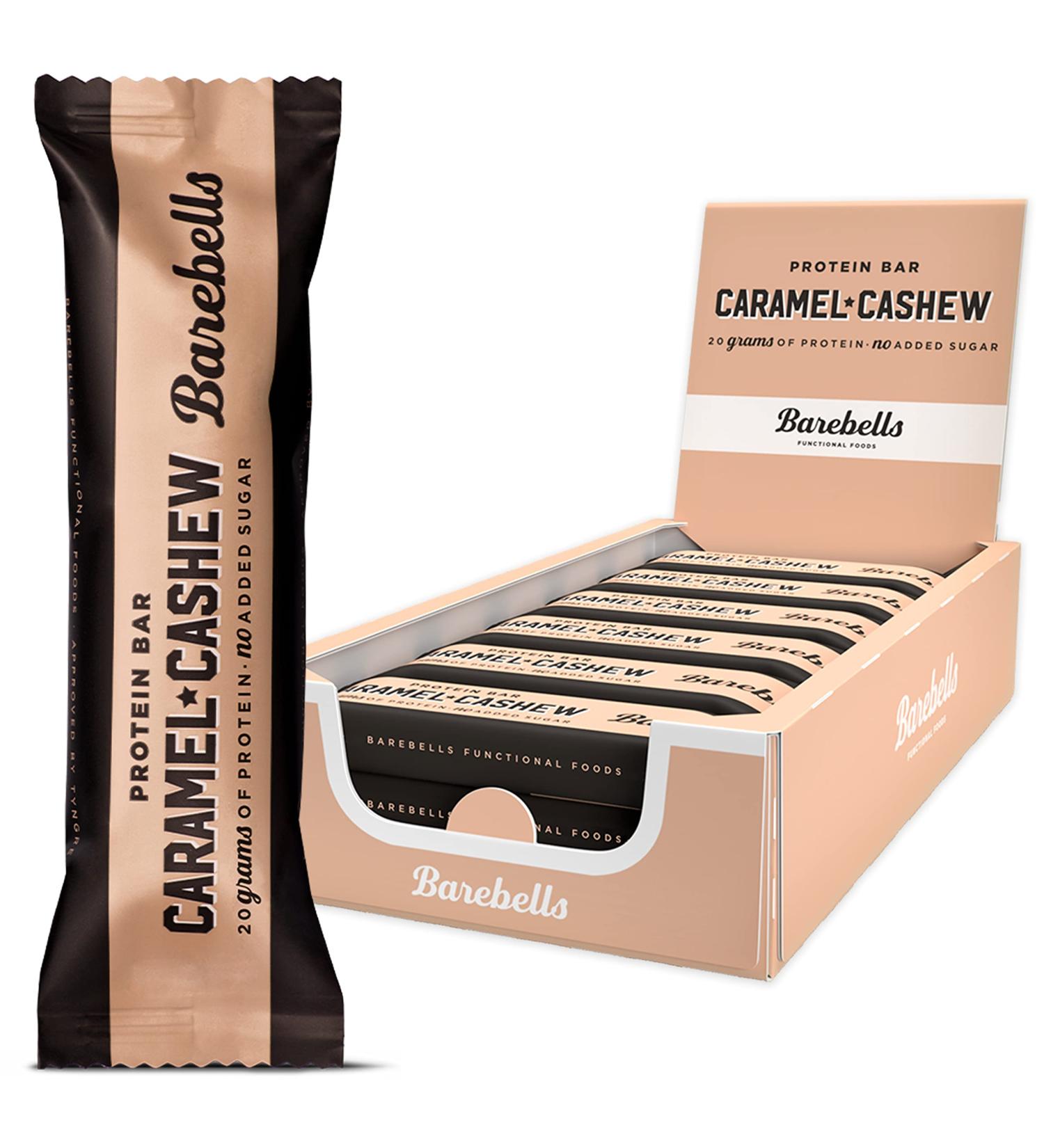 Barebells Protein Bar 55g x 12 Bars - Caramel & Cashew Flavor - Buy Online on GoSupps.com