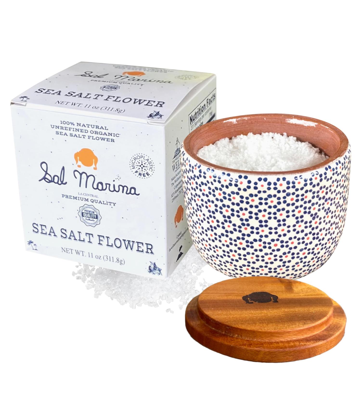 SAL MARINA | Sea Salt Flower | Lagoon of Cuyutl n Colima Mexico | Contains 1 Artesanal Salt Container | Different Essential Minerals for the Human body | (11OZ - 311GR) - Buy Online on GoSupps.com