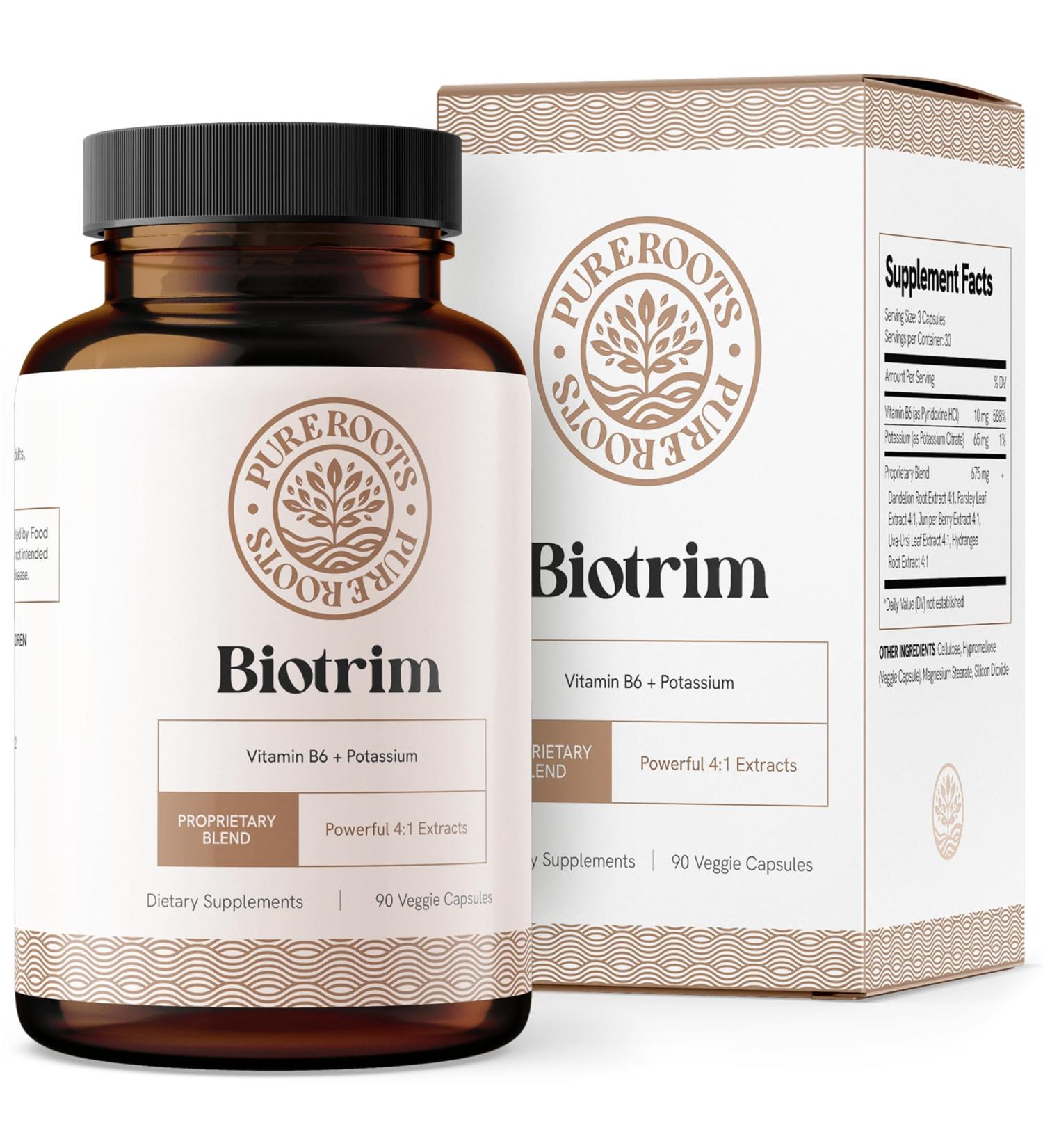 Caffeine-Free Water Pills for Swollen Legs & Feet | Natural Diuretics for Water Retention | Biotrim with Dandelion Root - Buy Online on GoSupps.com
