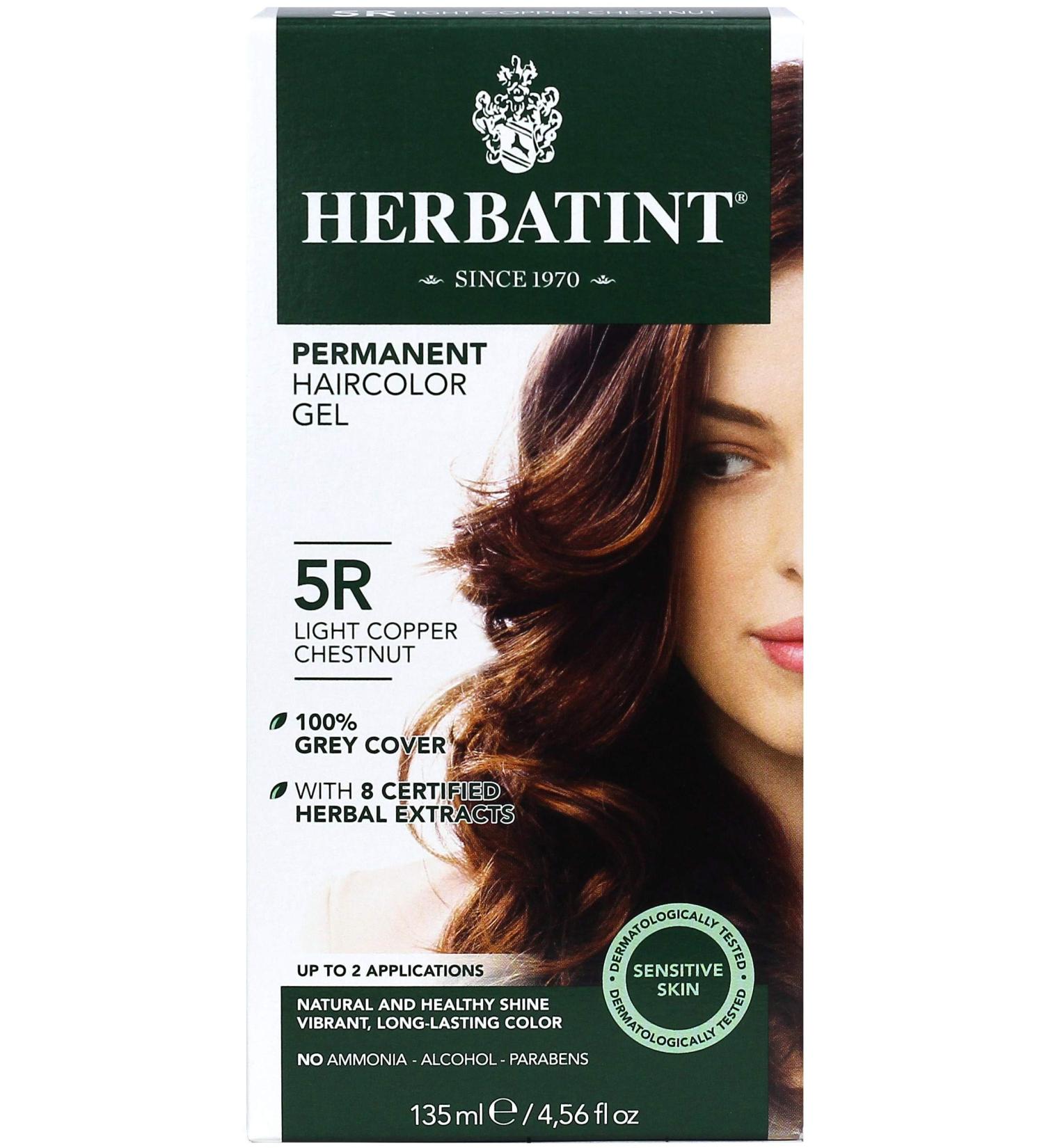 Herbatint Permanent Haircolor Gel 5R Light Copper Chestnut 4.56 oz - Vegan, Alcohol-Free, 100% Grey Coverage - Buy Online on GoSupps.com