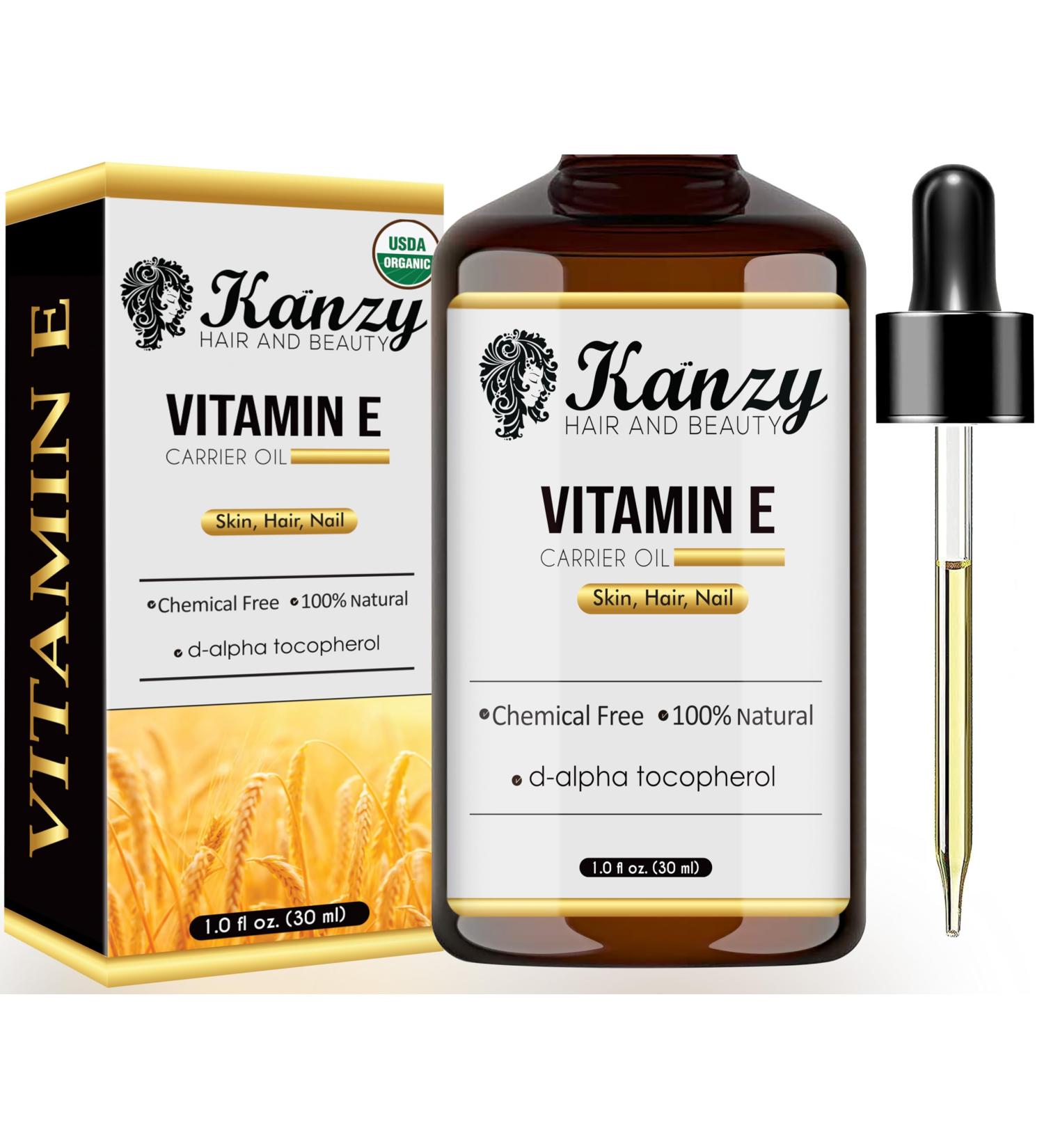 Buy Kanzy Organic Vitamin E Oil Drops 30ml - 100% Natural Anti-Aging & Anti-Wrinkle Solution for Face Nails & Hair - Buy Online on GoSupps.com