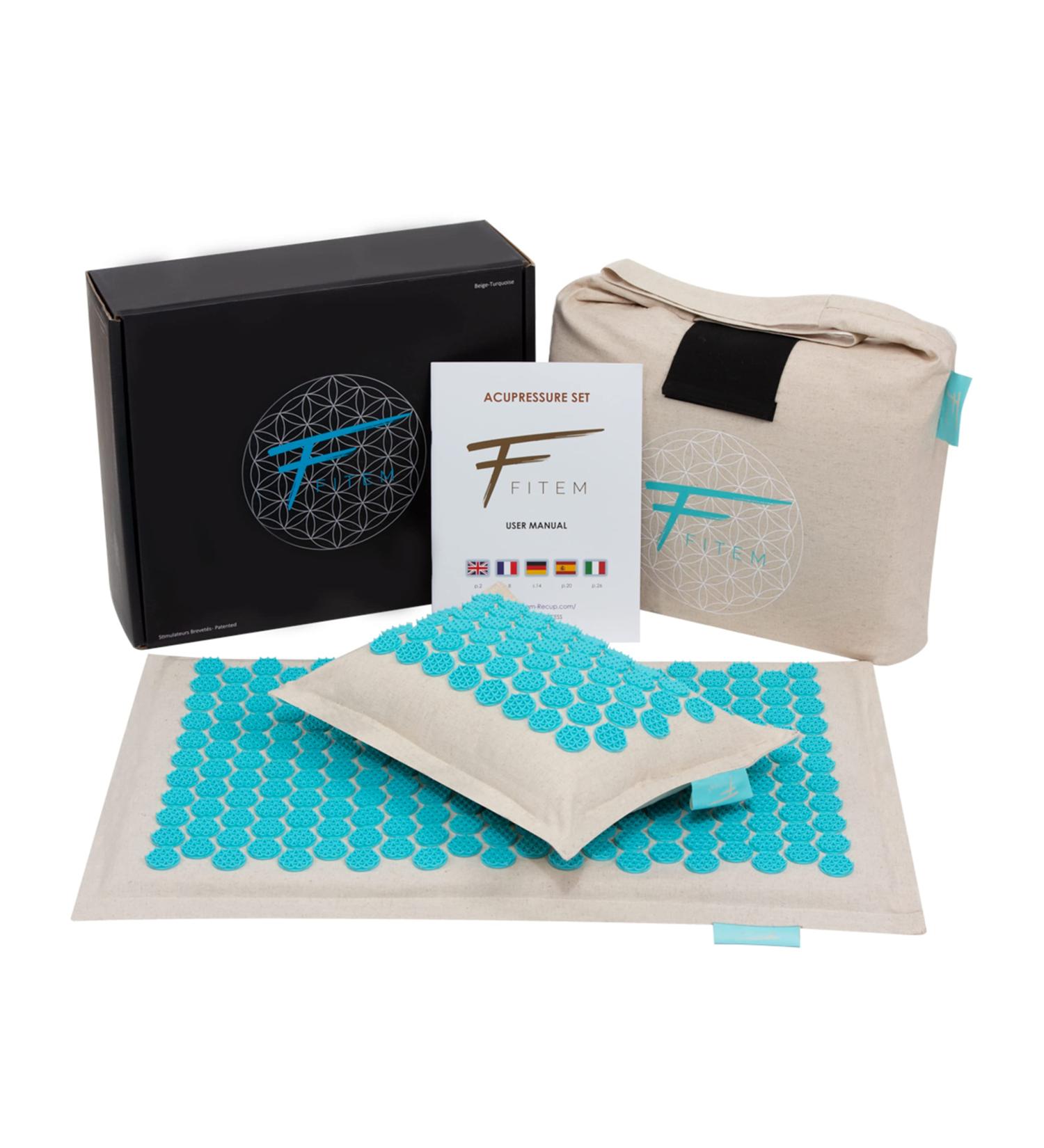 High-Quality Fit Acupressure Set - Natural Mat Pillow & Bag for Back & Neck Pain Relief | Multi-Colored Muscle Relaxation - Buy Online on GoSupps.com