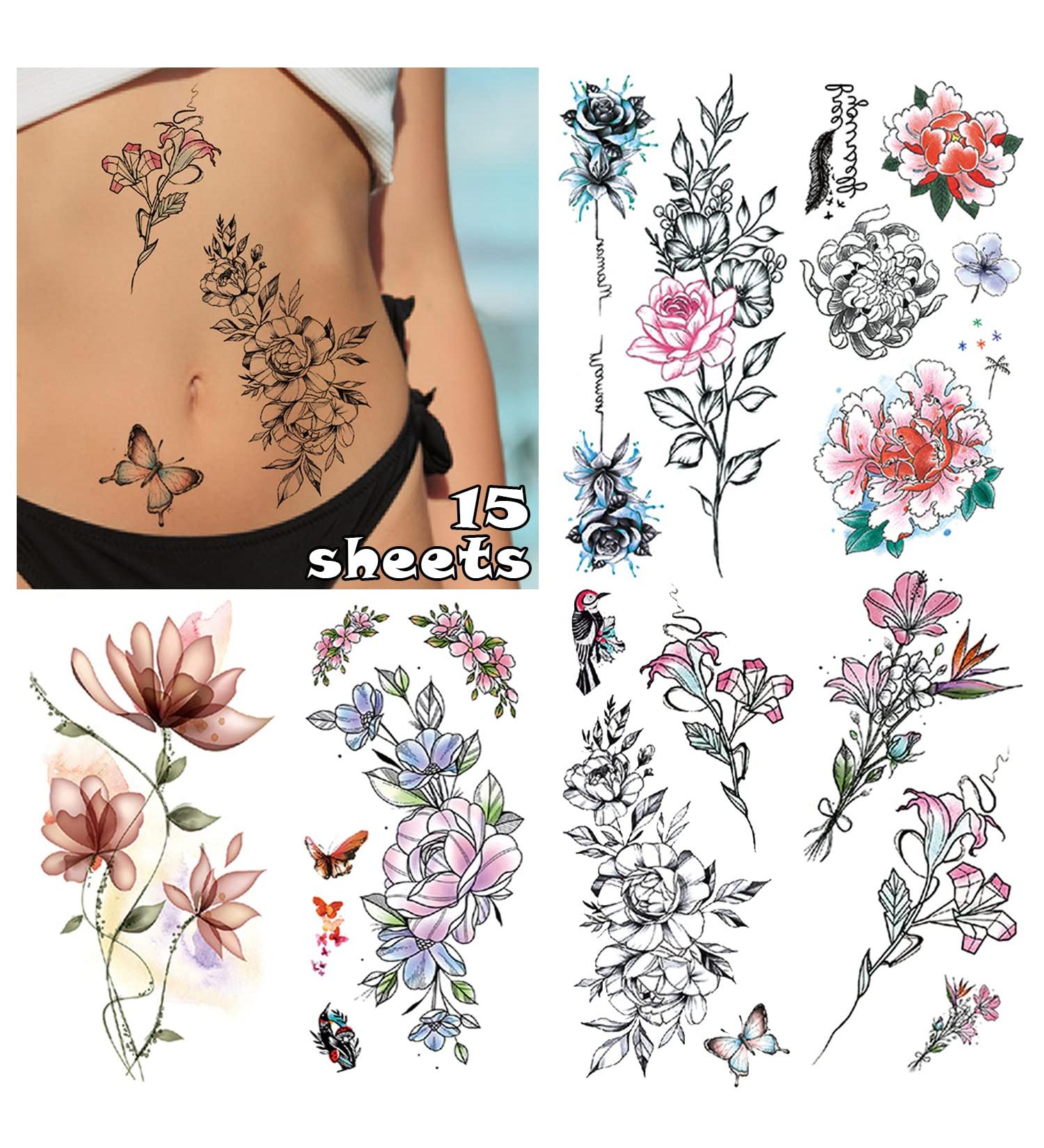 Cerlaza Temporary Tattoos for Women - Fake Henna Designs, Waterproof and Long Lasting Semi-Permanent Tattoos - Leg Makeup Floral Tatuajes Temporales for Adults - Buy Online on GoSupps.com