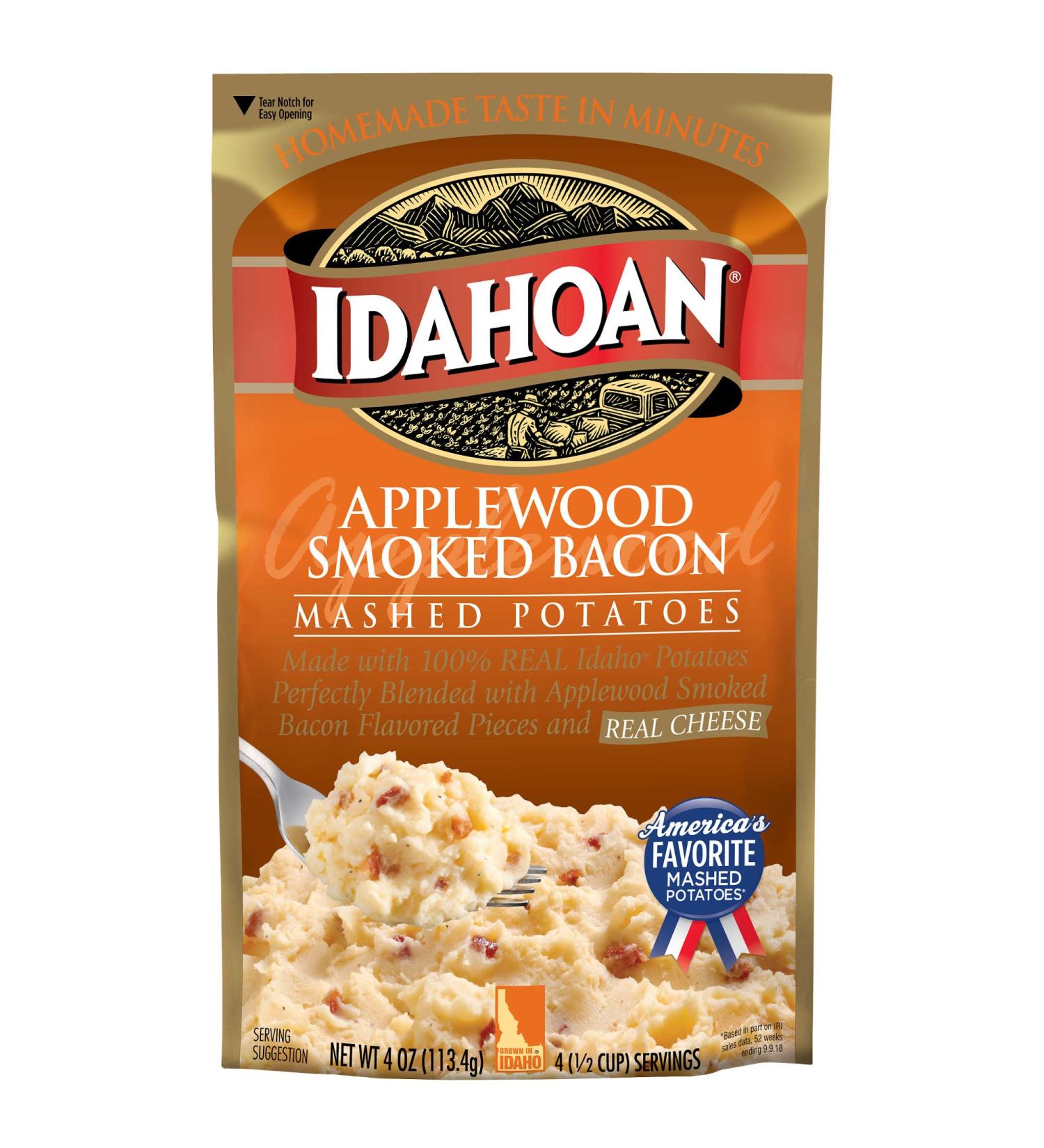 Idahoan Mashed Potatoes Applewood Smoked Bacon 4 Ounce (Pack of 12) - Buy Online on GoSupps.com