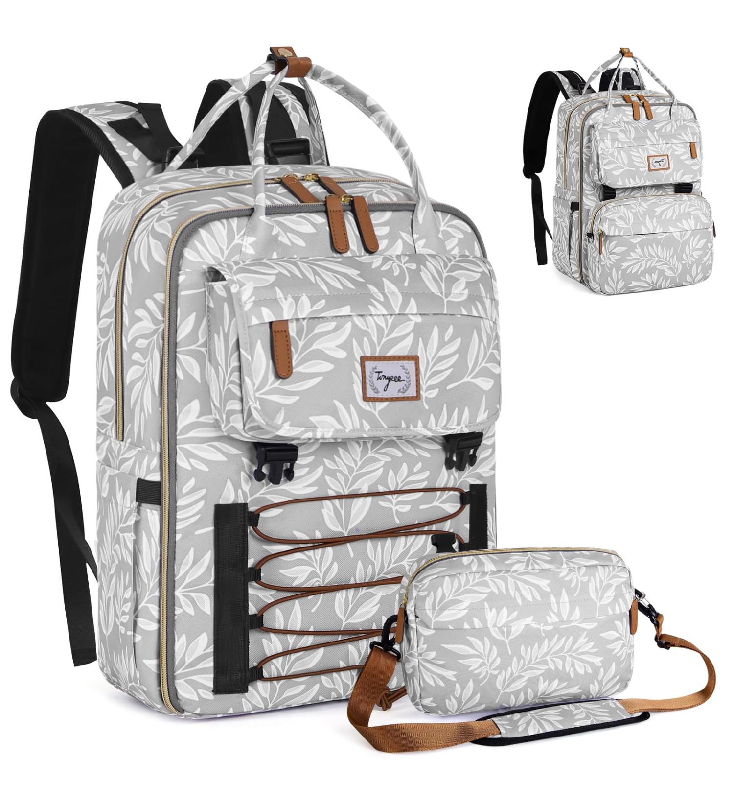 Tonyee Wrap Backpack - Stylish Diaper Bag & Travel Essentials for Parents - Gray-White Removable Crossbody & Bottle Support - Buy Online on GoSupps.com